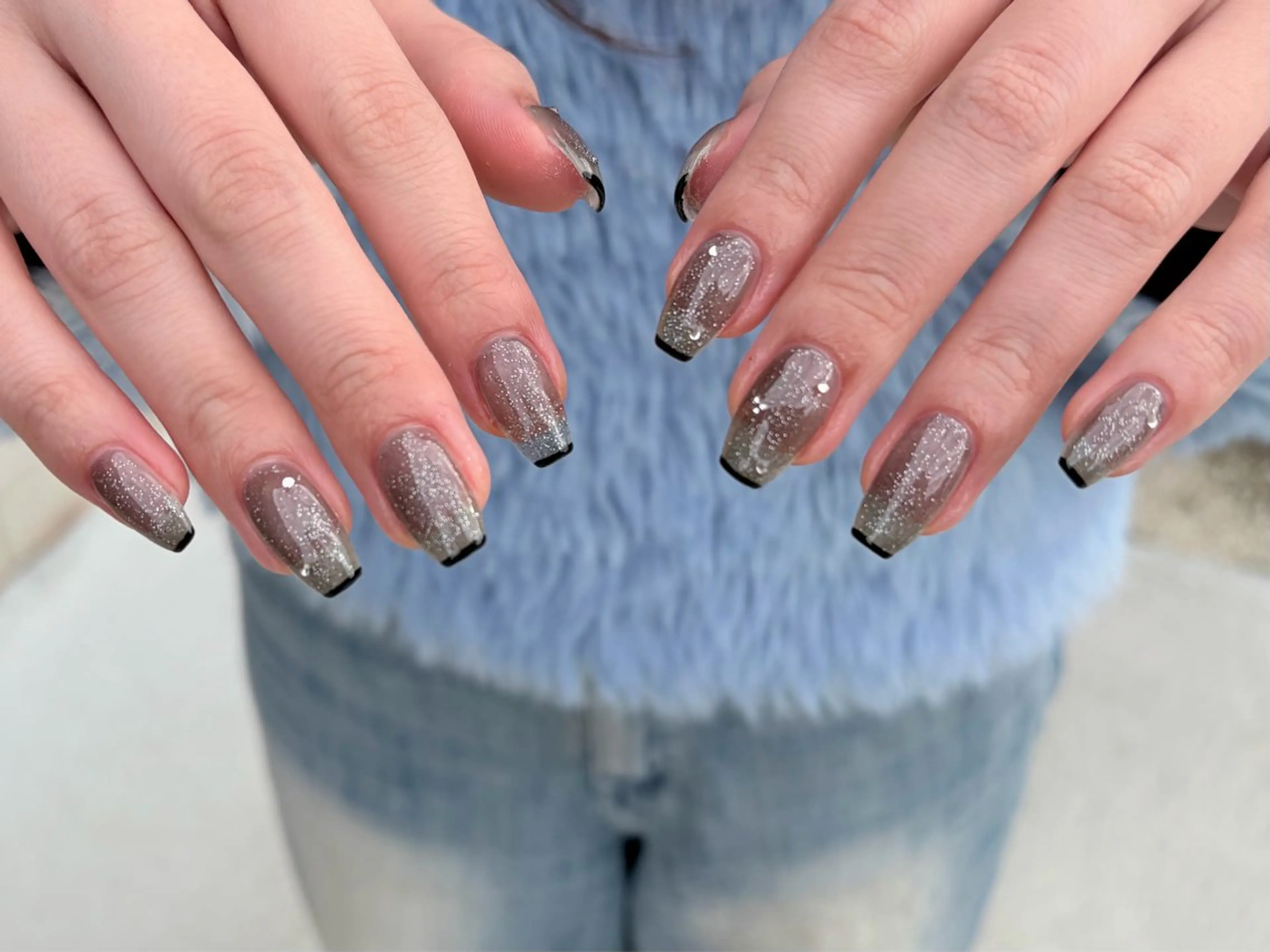 ネイル クリアネイル フラッシュネイル フレンチネイル ハンドネイル nayu nailのネイルデザイン