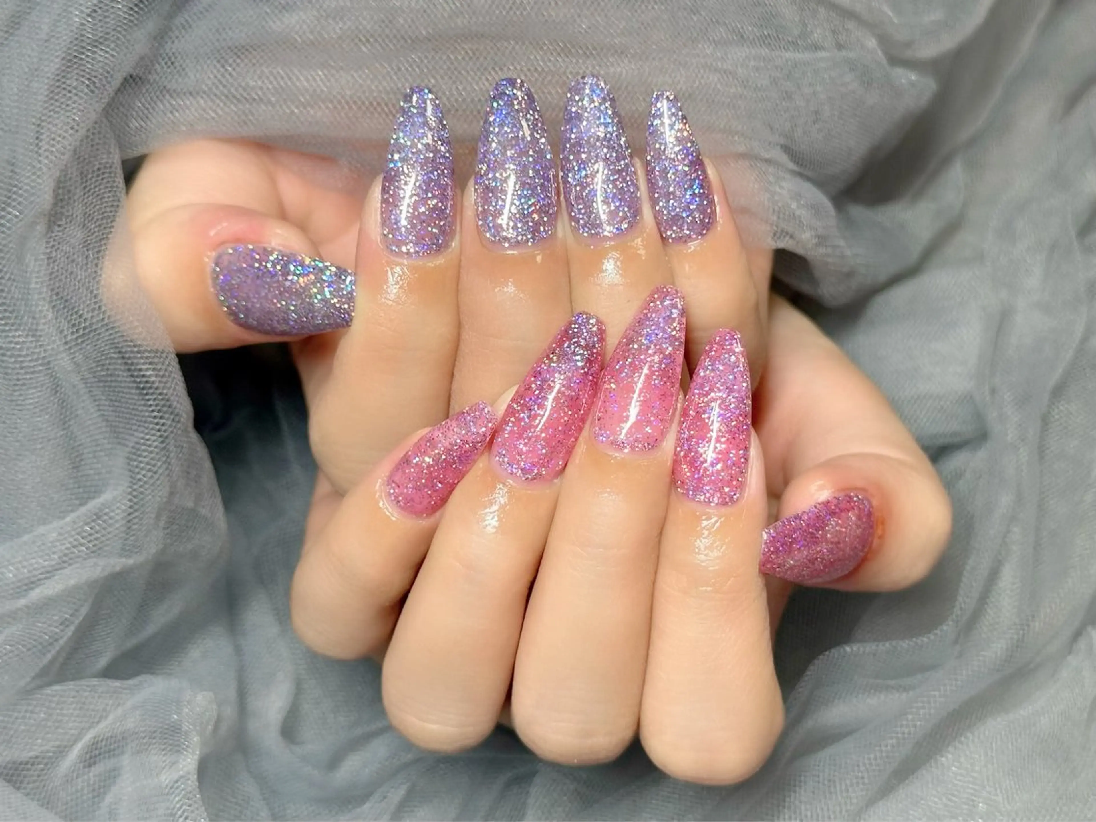 ネイル ラメ(グリッター) ピンク ハンドネイル Nail Salon KURELLYのネイルデザイン