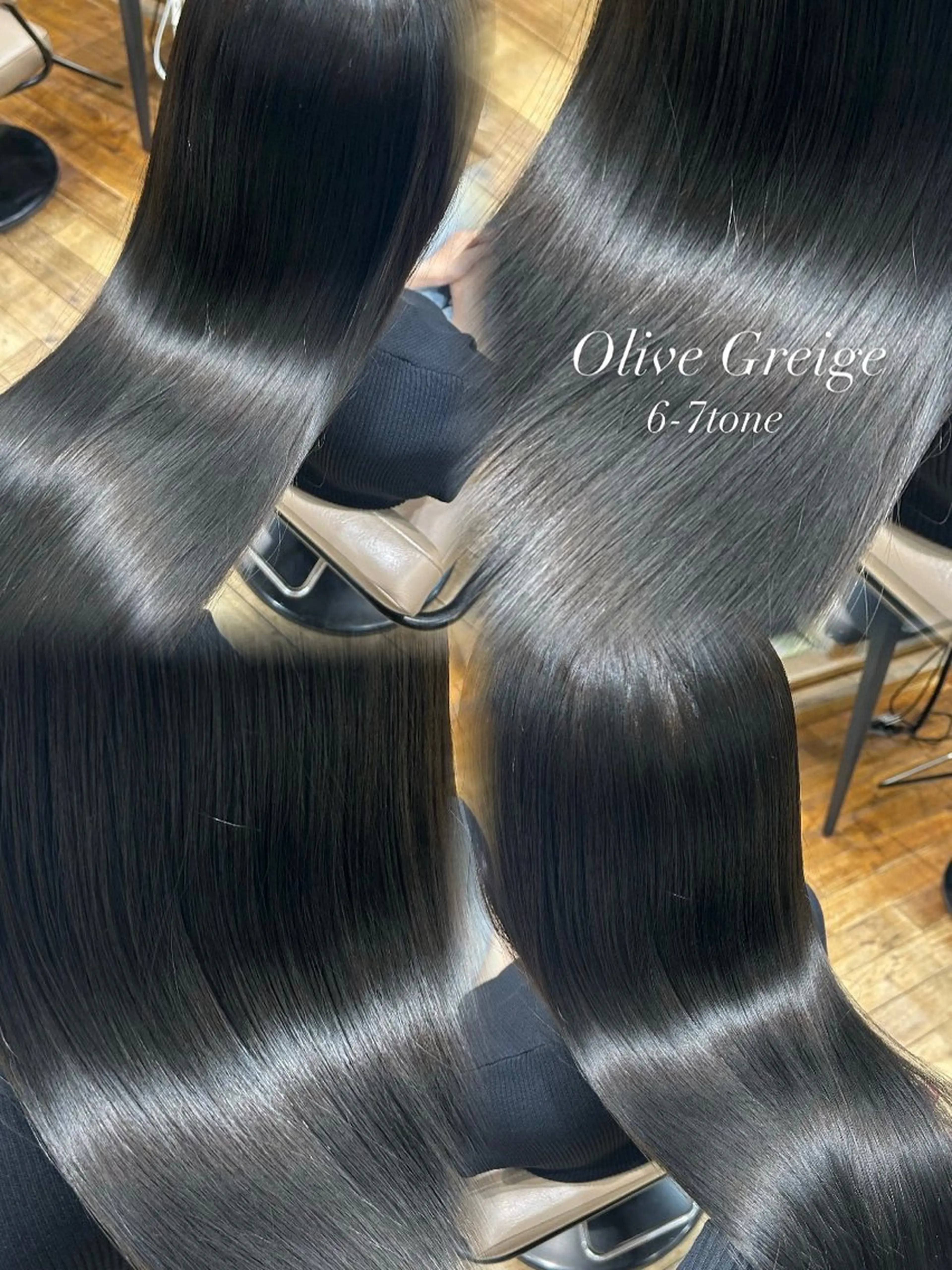 セミロング カラー 透明感カラー グレージュ オリーブグレージュ オリーブグレー ヘアアレンジ /カラー和田茉日琉のヘアスタイル