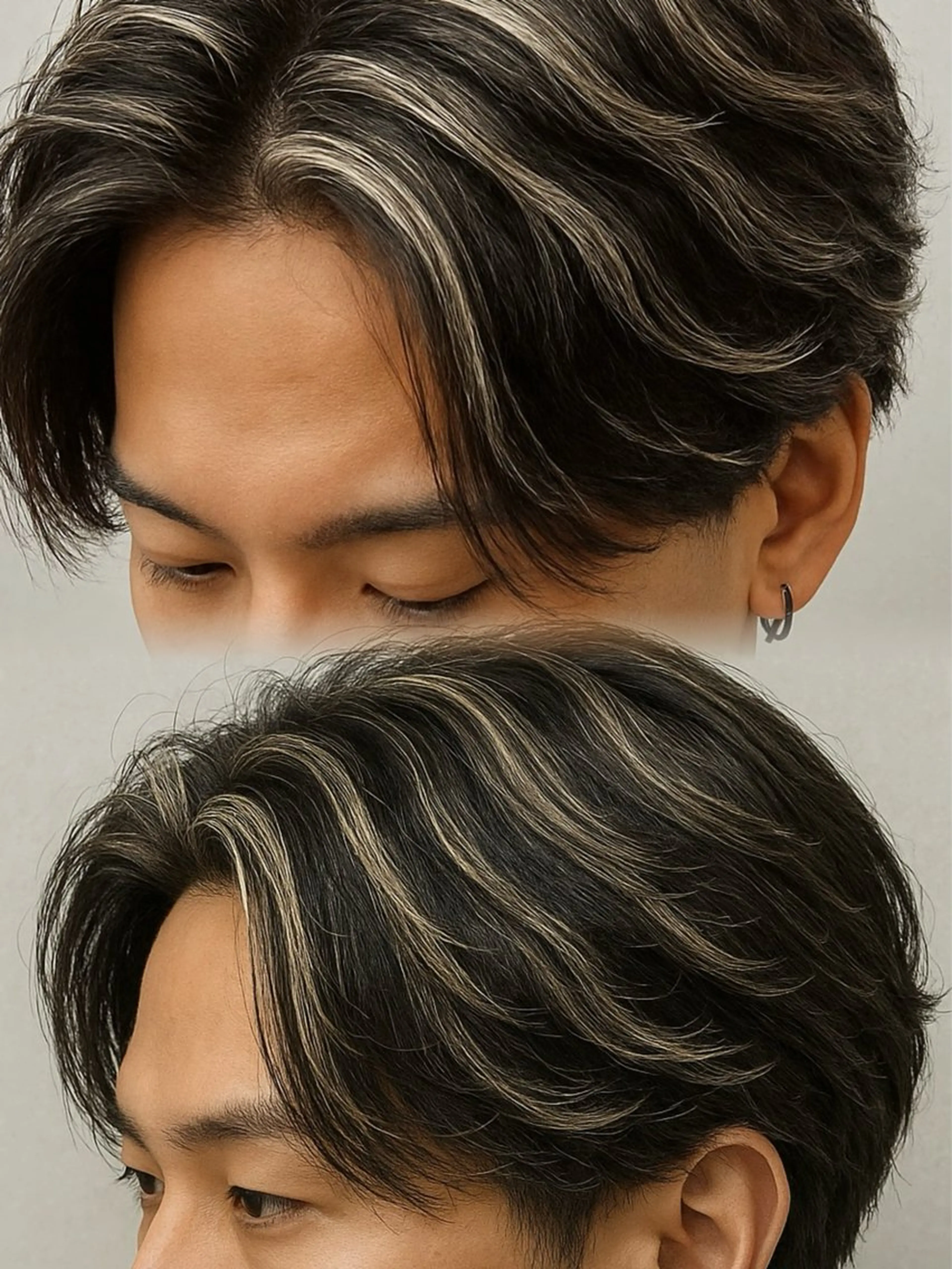 ミディアム ハイライト レイヤーカット カット ヘアカラー ハイライトカラー 浦和メンズ新井涼太のヘアスタイル