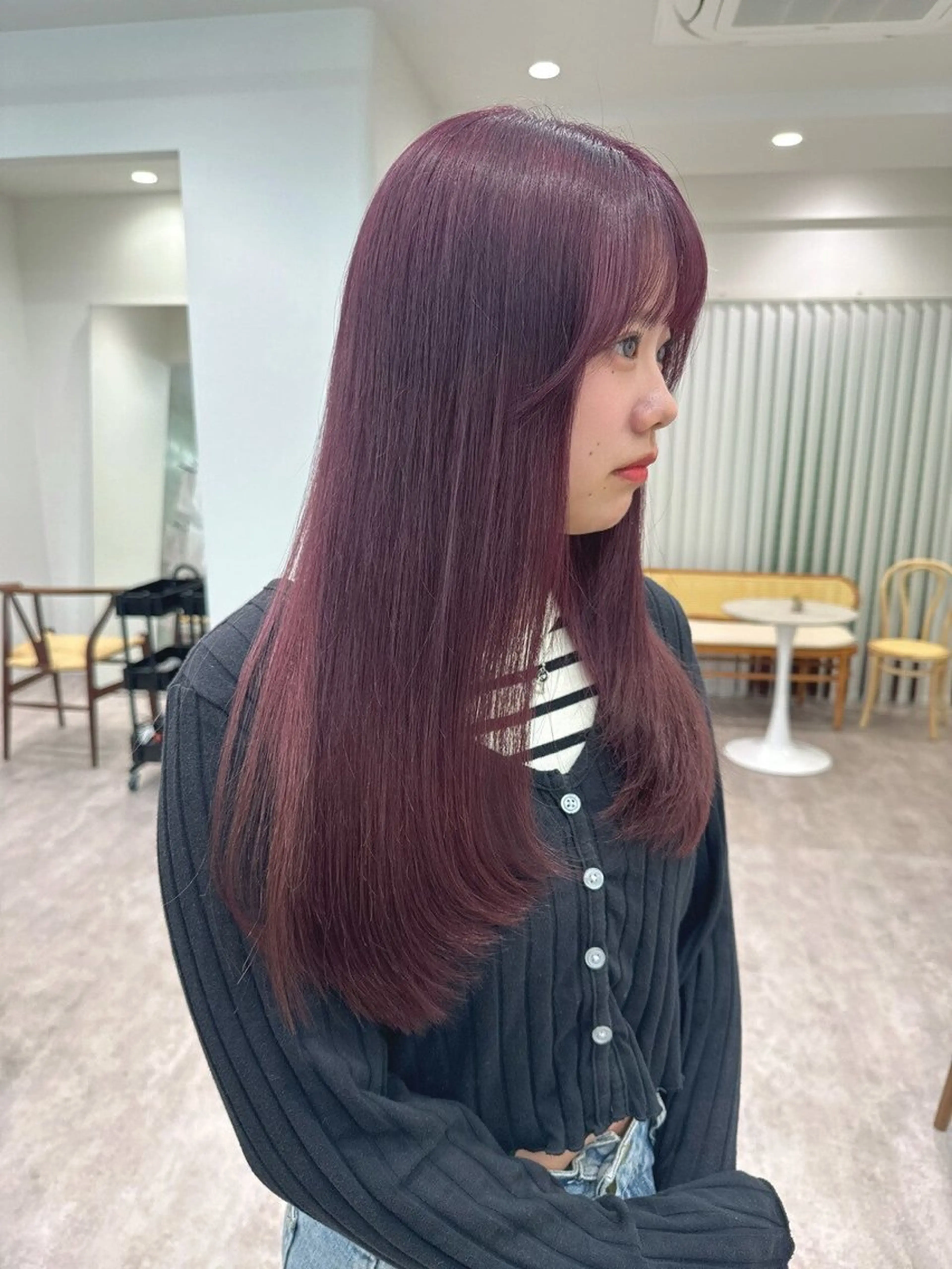 ミディアム ボブ ハイライト 韓国風ヘア レイヤーカット 小顔カット ヘアカラー トリートメント 立川✨ブリーチ/ ケアブリーチ✨のヘアスタイル