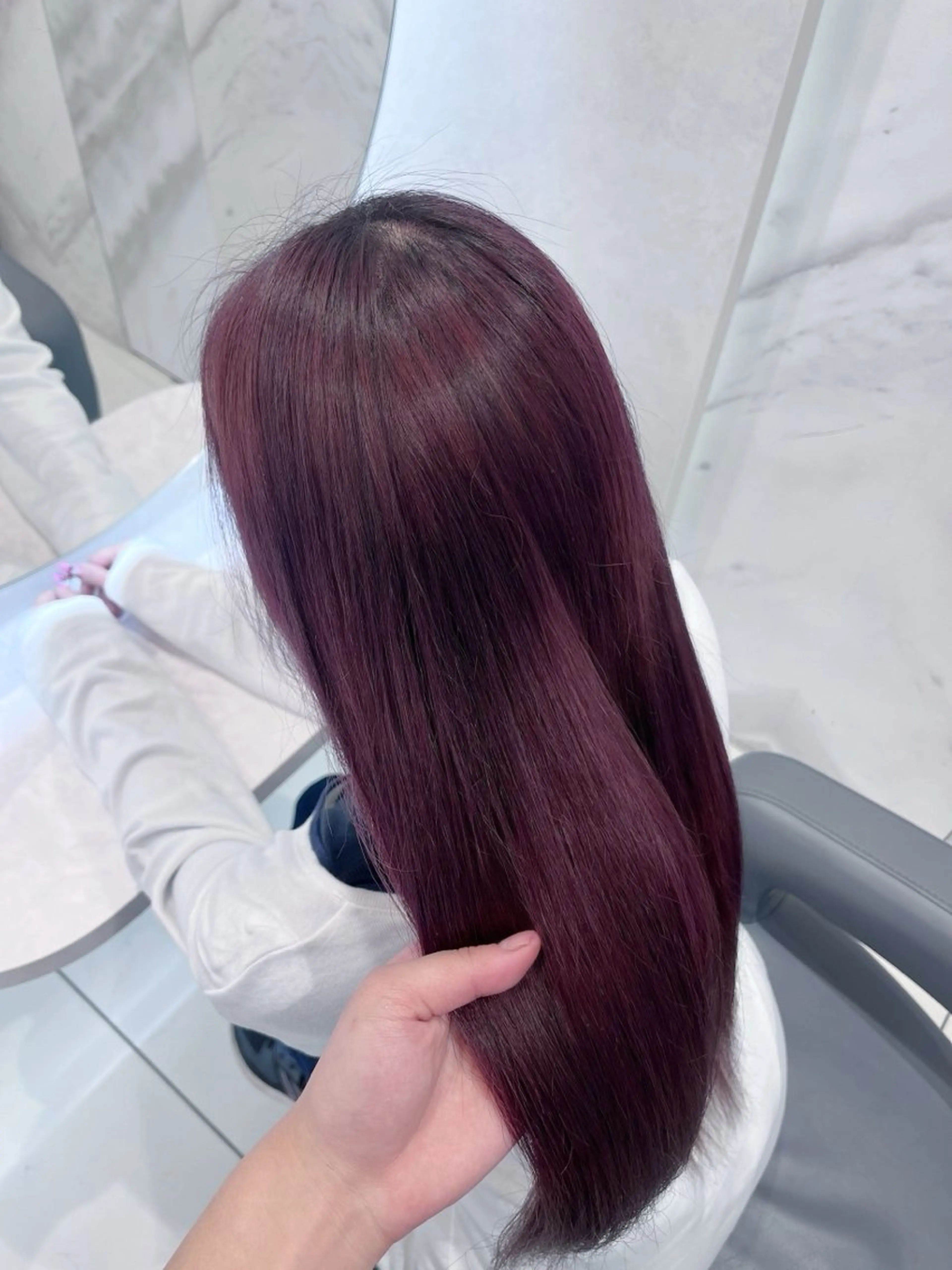 ロング カラー ブリーチ ラベンダーカラー ラベンダーピンク ピンクカラー ヘアカラー Haru /暖色🍷 /ボルドー/髪質改善のヘアスタイル