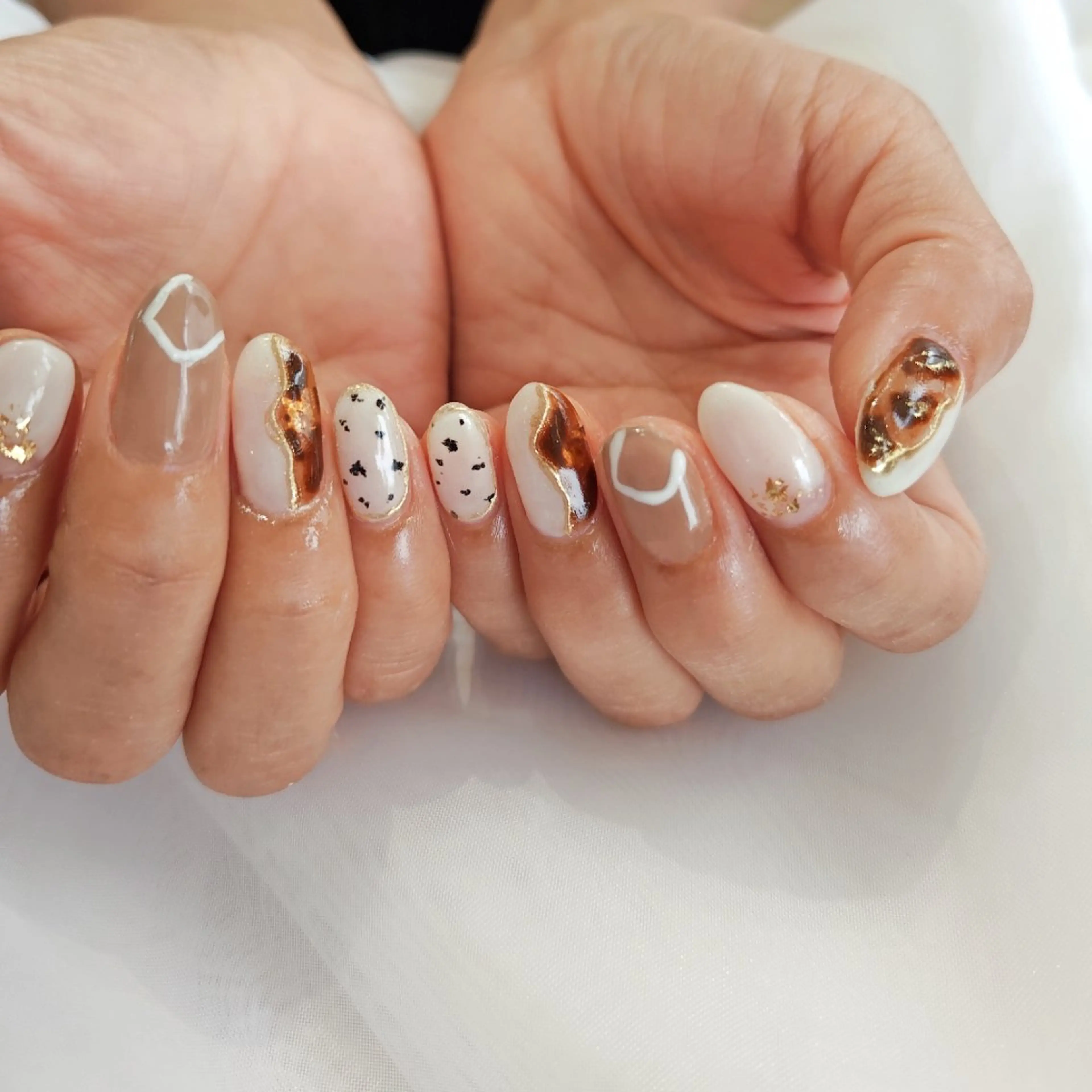 ネイル べっ甲ネイル ミラーネイル 夏ネイル ハンドネイル felicita fumi♡のネイルデザイン