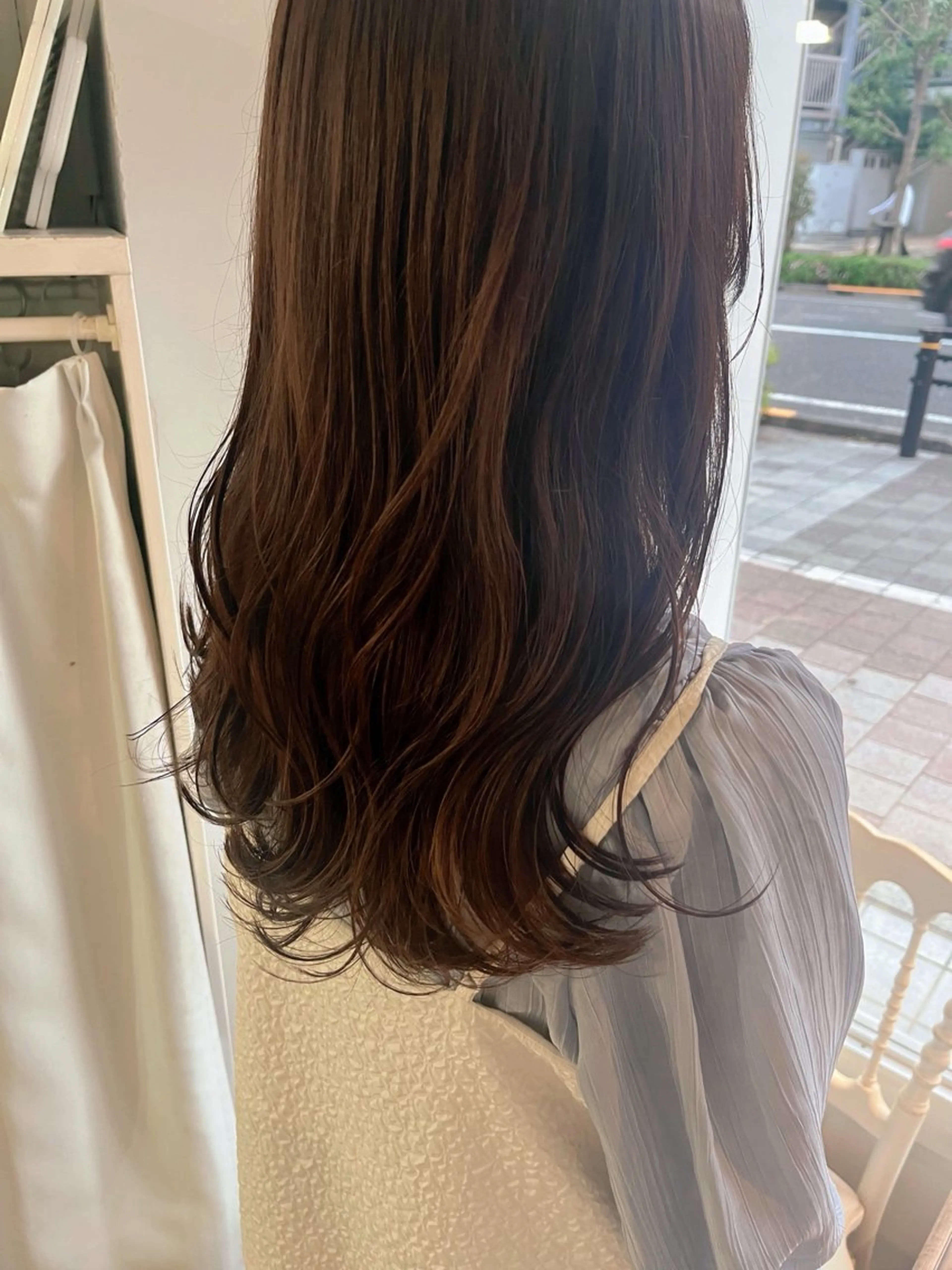 セミロング カラー カット ヘアカラー 暗髪ツヤ感カラー🌼 いしいゆうこのヘアスタイル