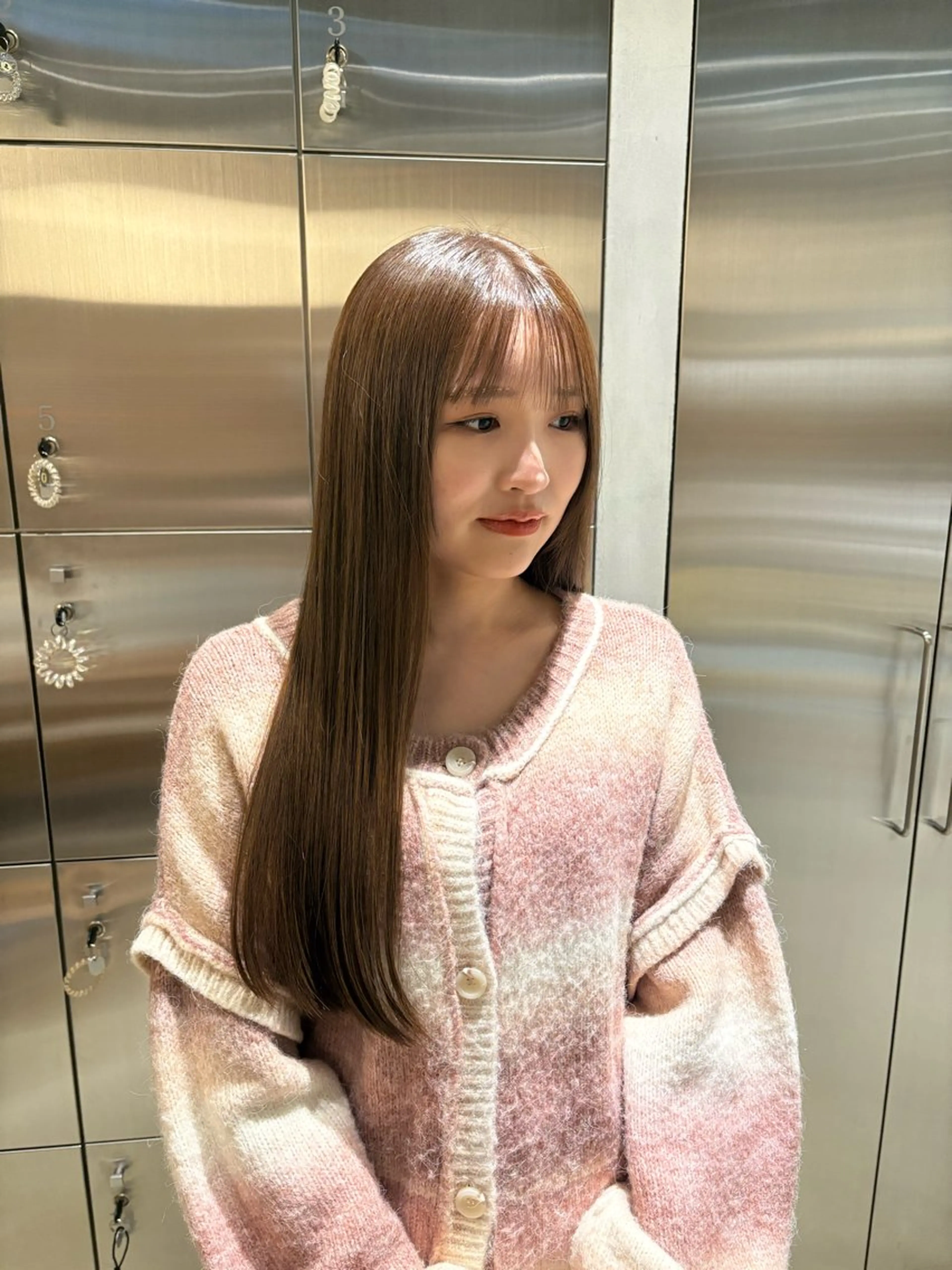 ロング カラー ブラウンカラー オリーブブラウン オレンジ 樋口 花穂のヘアスタイル