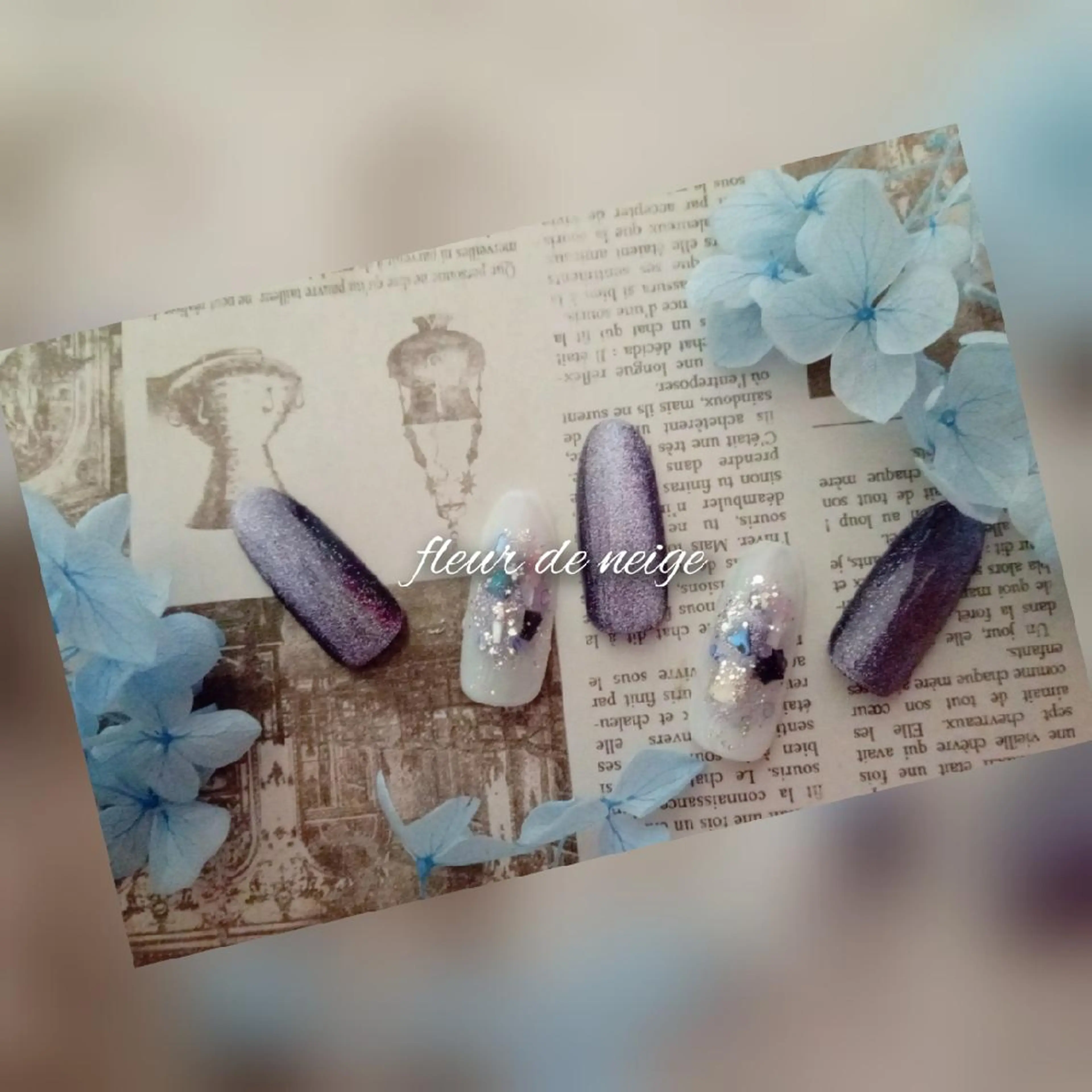 ネイル チークネイル キラキラネイル マグネットネイル 夏ネイル ハンドネイル flure de neige yukiのネイルデザイン