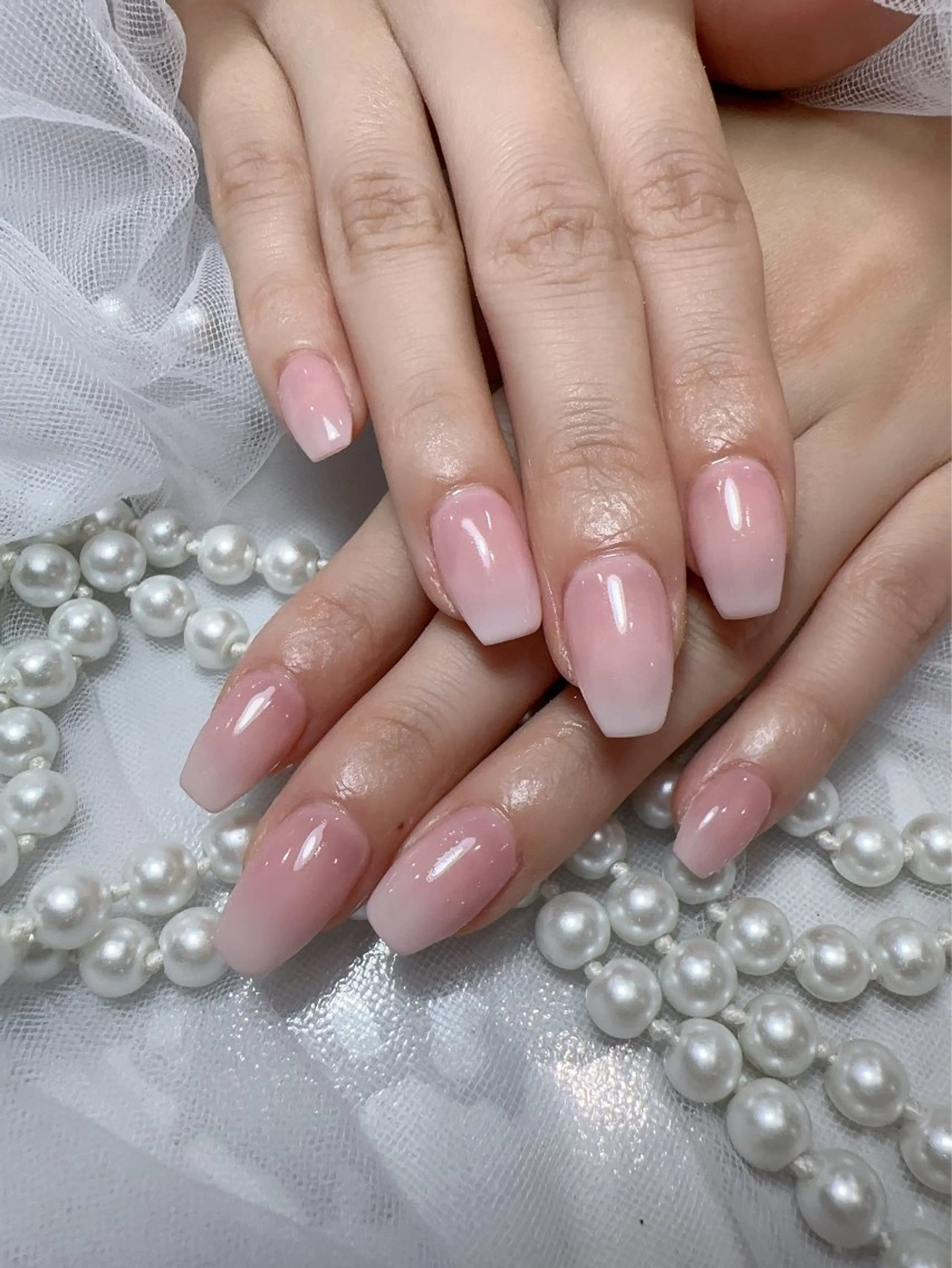 ネイル アートネイル フラッシュネイル フレンチネイル ジェルネイル ガラスフレンチ ハンドネイル You&Me Miyuのネイルデザイン