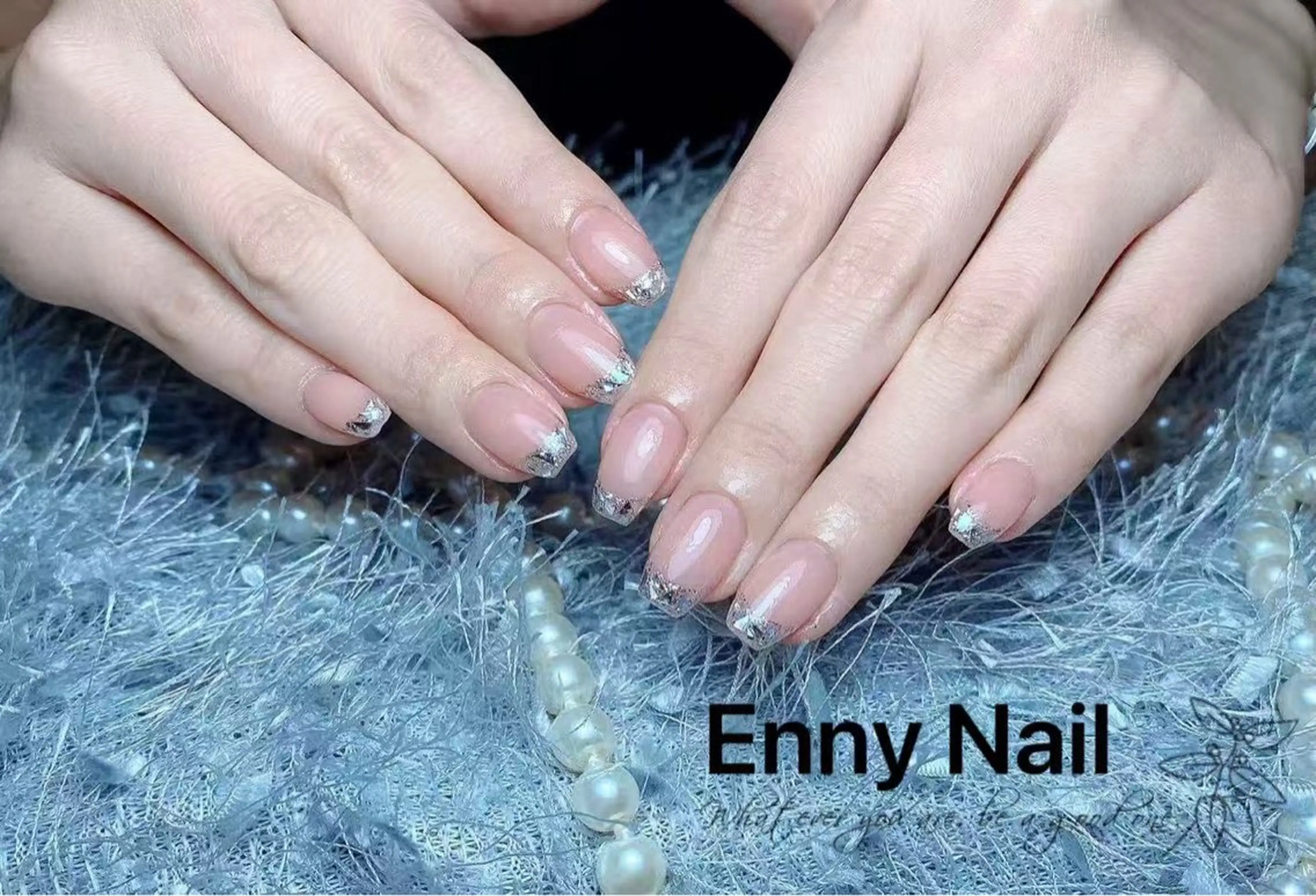 ネイル チークネイル フットネイル フレンチネイル ジェルネイル ガラスフレンチ Nailsalon Ennyのネイルデザイン