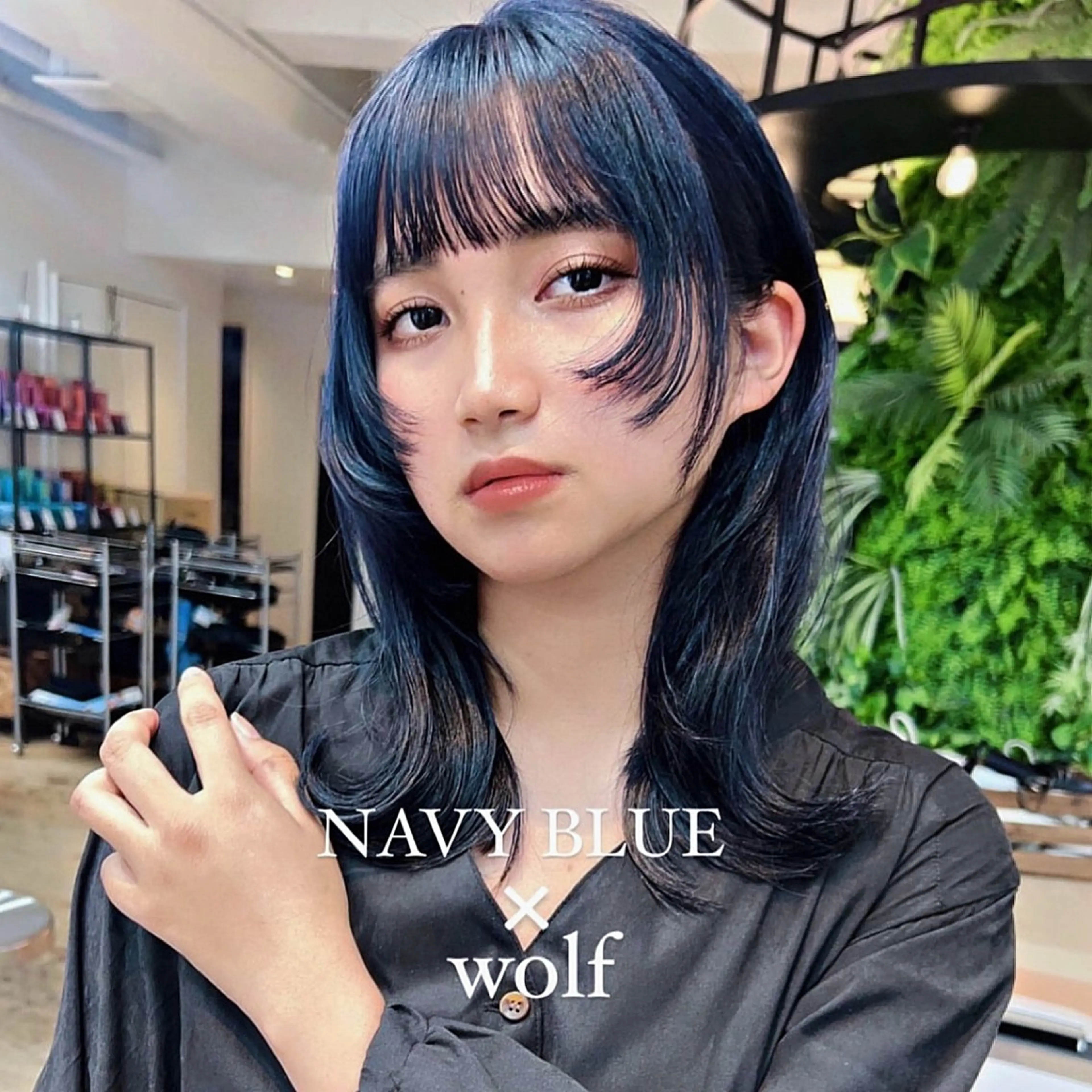 セミロング カラー ブルーカラー ネイビーカラー 顔周りカット Pocket仙台 💚モエリのヘアスタイル