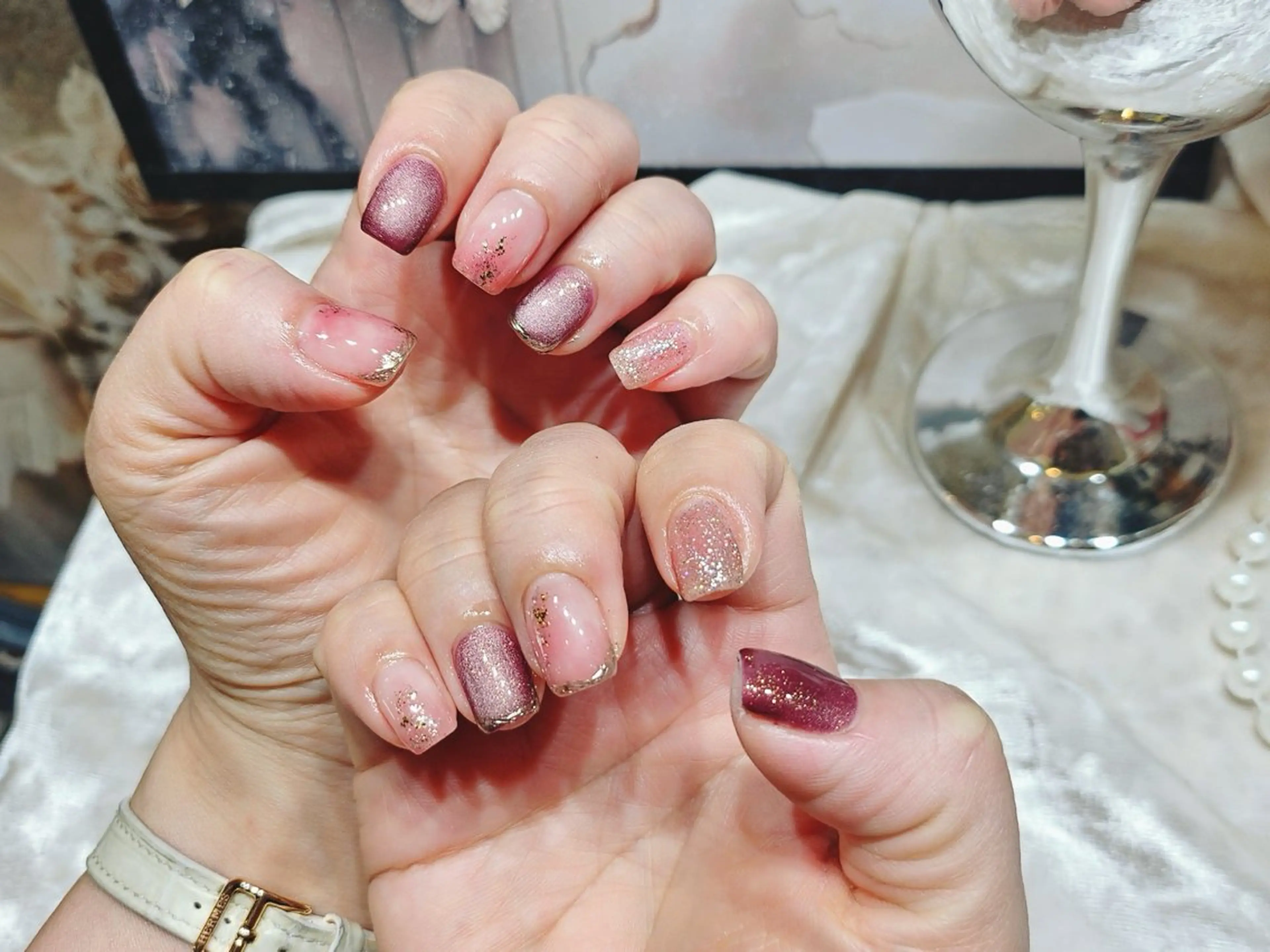 ネイル アートネイル フットネイル ジェルネイル ハート マグネットネイル babarla Nailのネイルデザイン