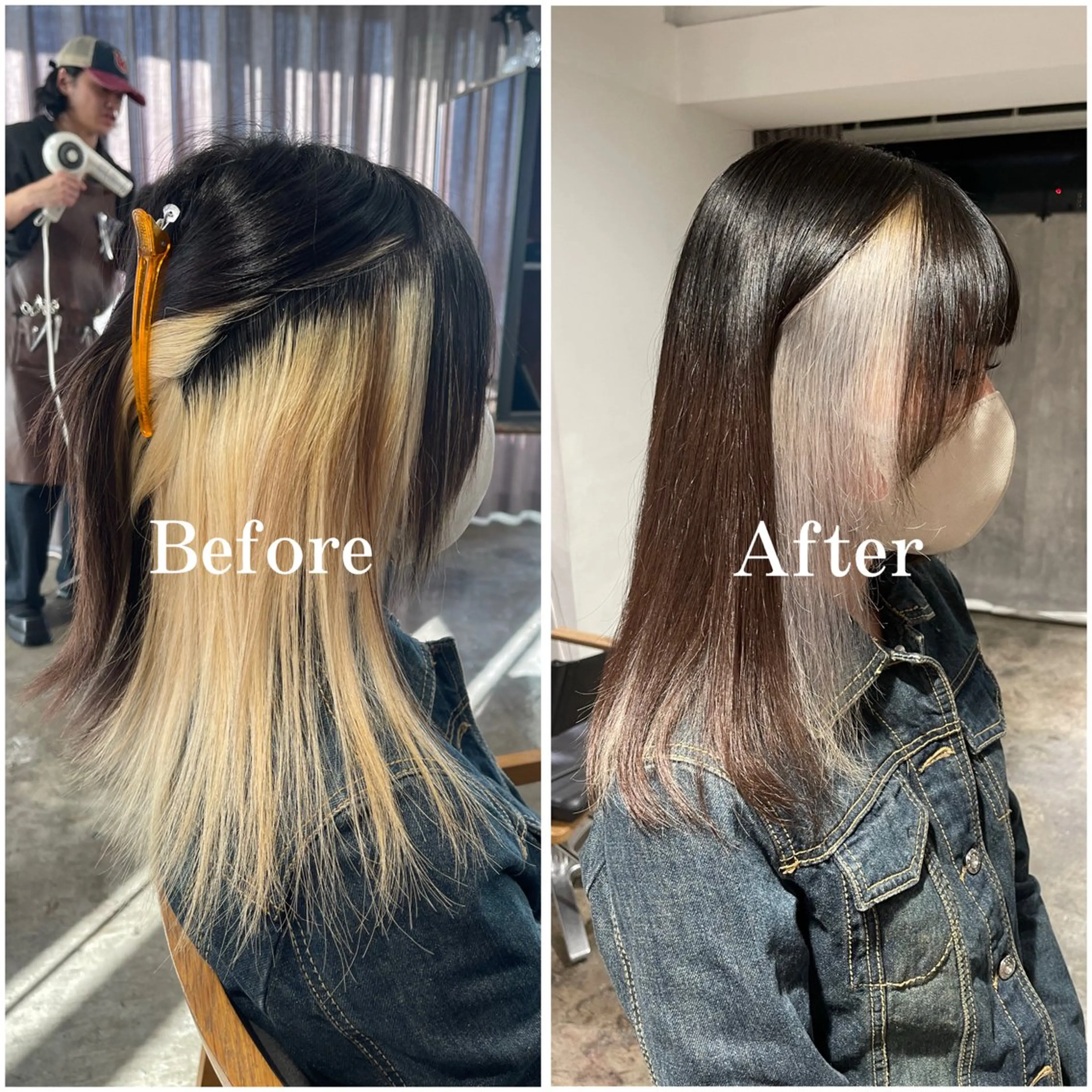 セミロング カラー ブリーチ ケアブリーチ デザインカラー 似合わせカット ムラ修正/ ハイトーン💖Riaのヘアスタイル