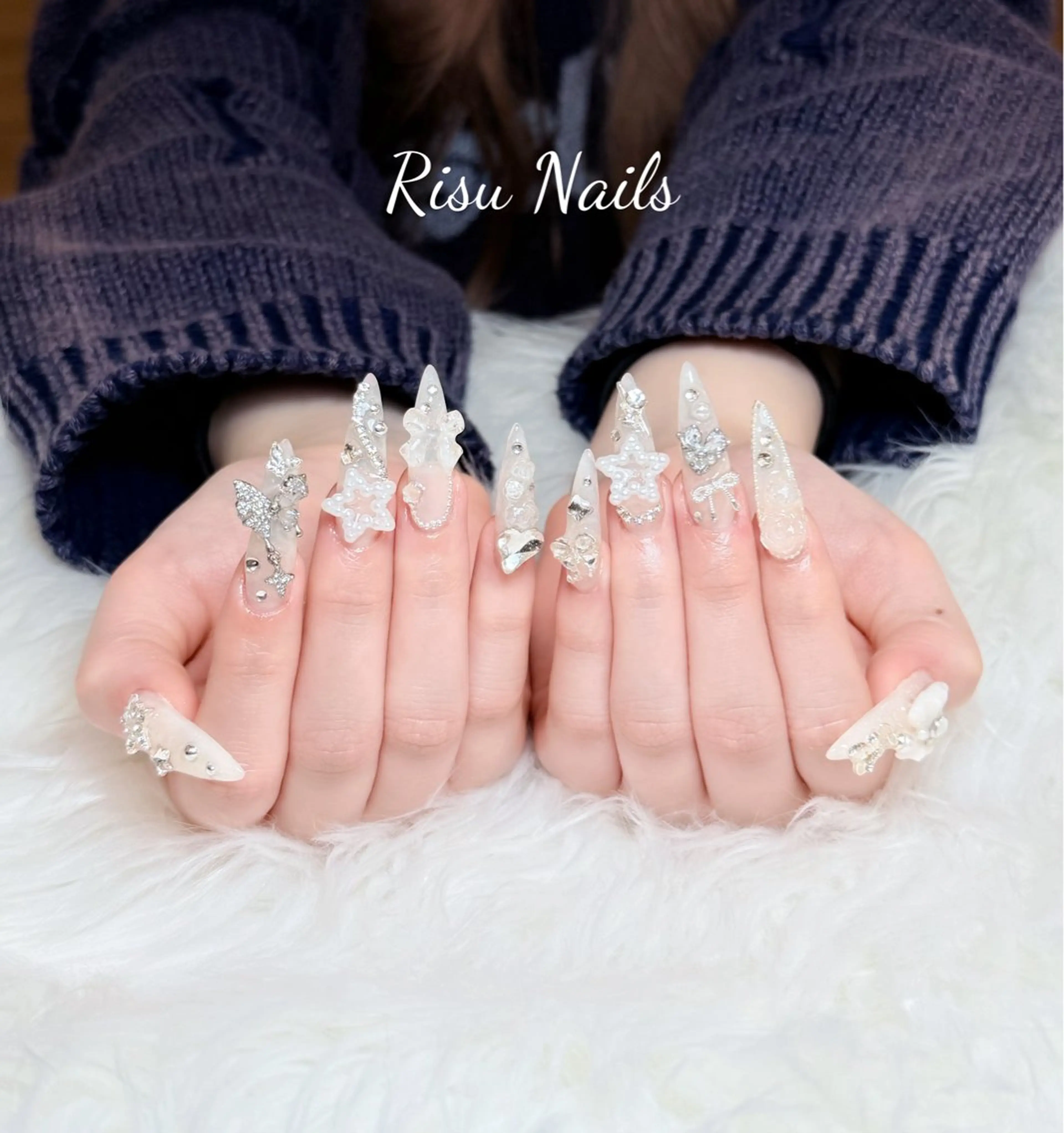 ネイル アートネイル 長さ出し グラデーション マグネットネイル ニュアンスネイル Risu Nails Salon 代々木所属・リス ネイルのネイルデザイン
