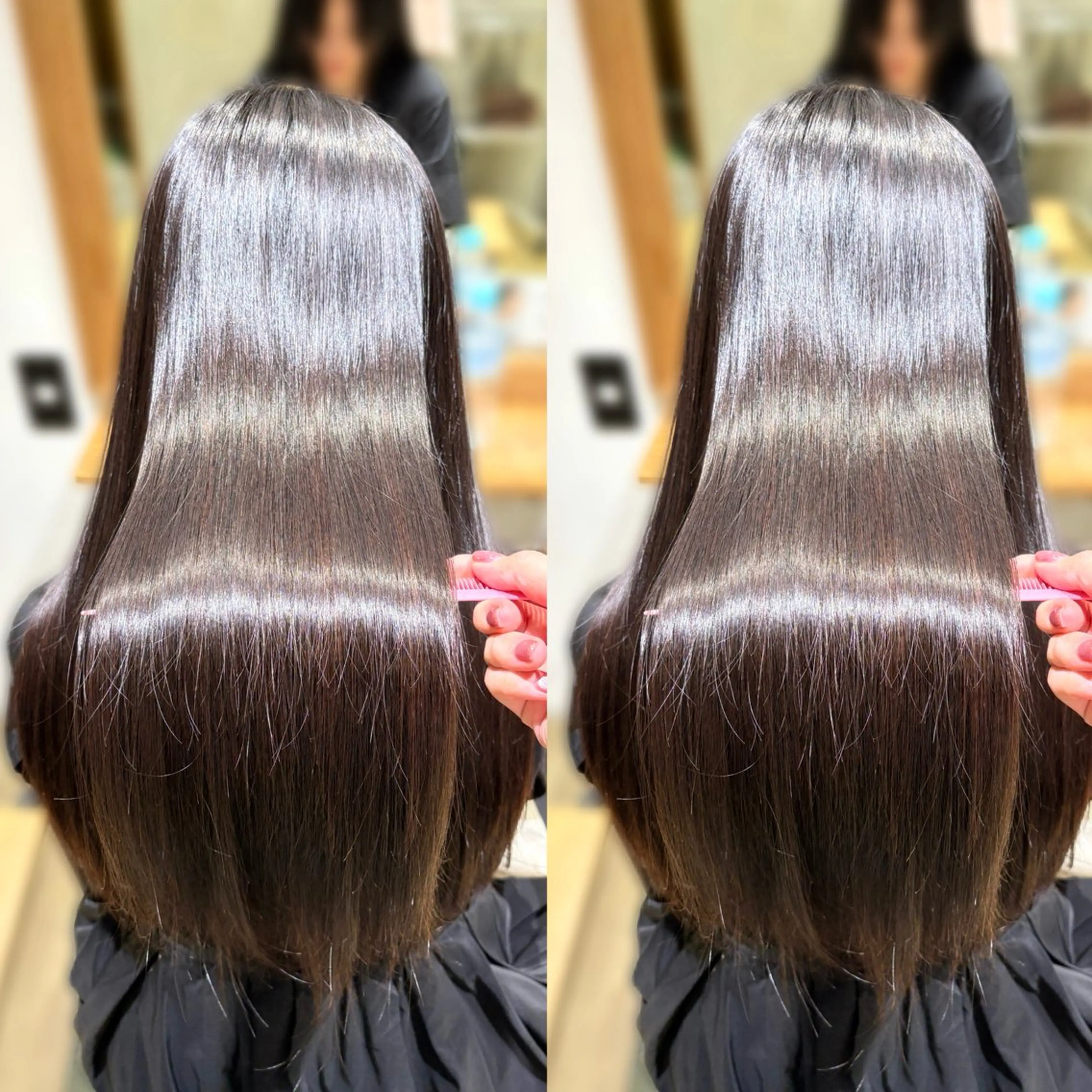 ロング ヘアカラー 縮毛矯正 韓国レイヤー 暖色カラー/さくらのヘアスタイル