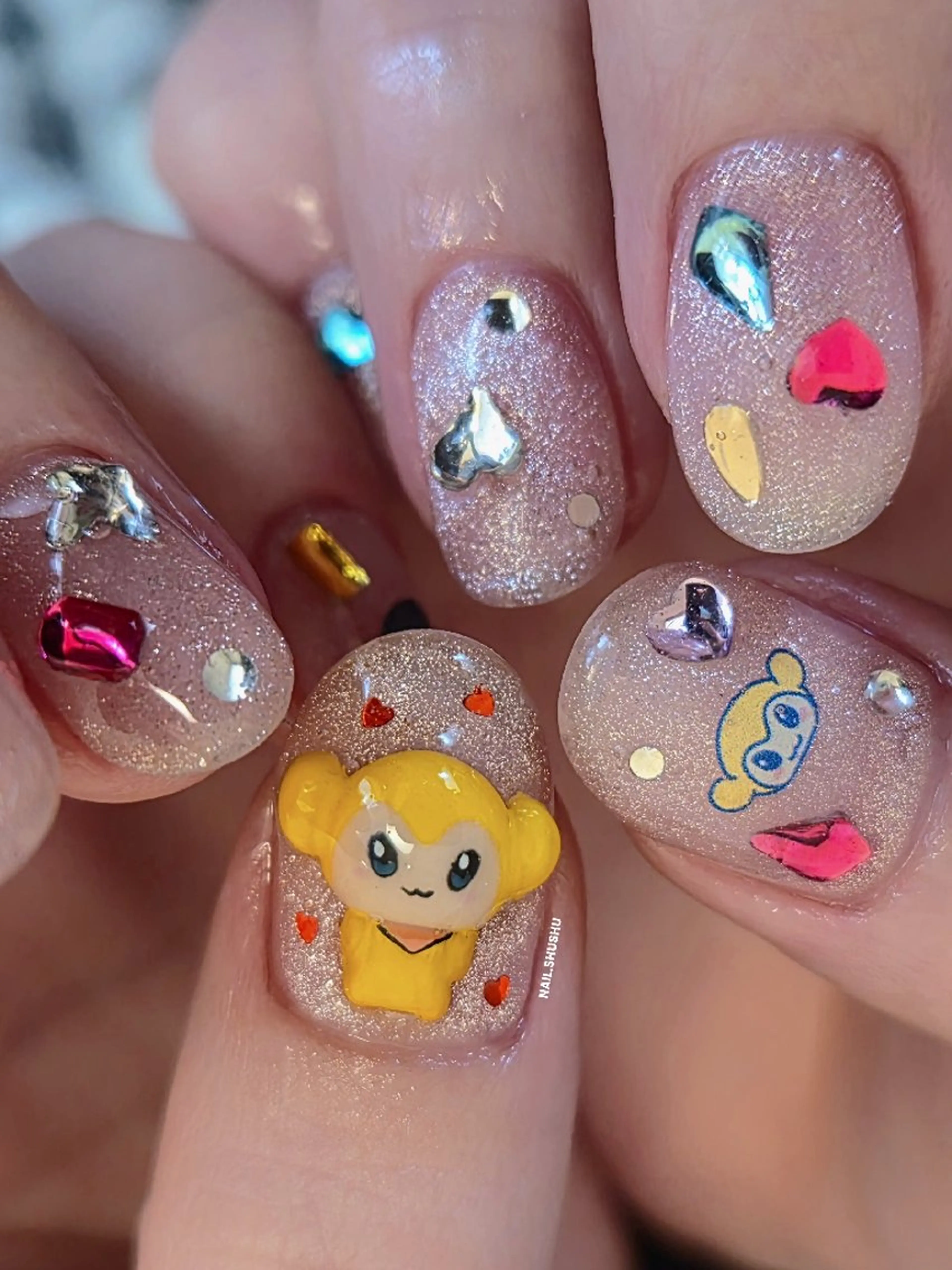 ネイル ハンドネイル 3dパーツ/流行り 👧shushu❤️のネイルデザイン