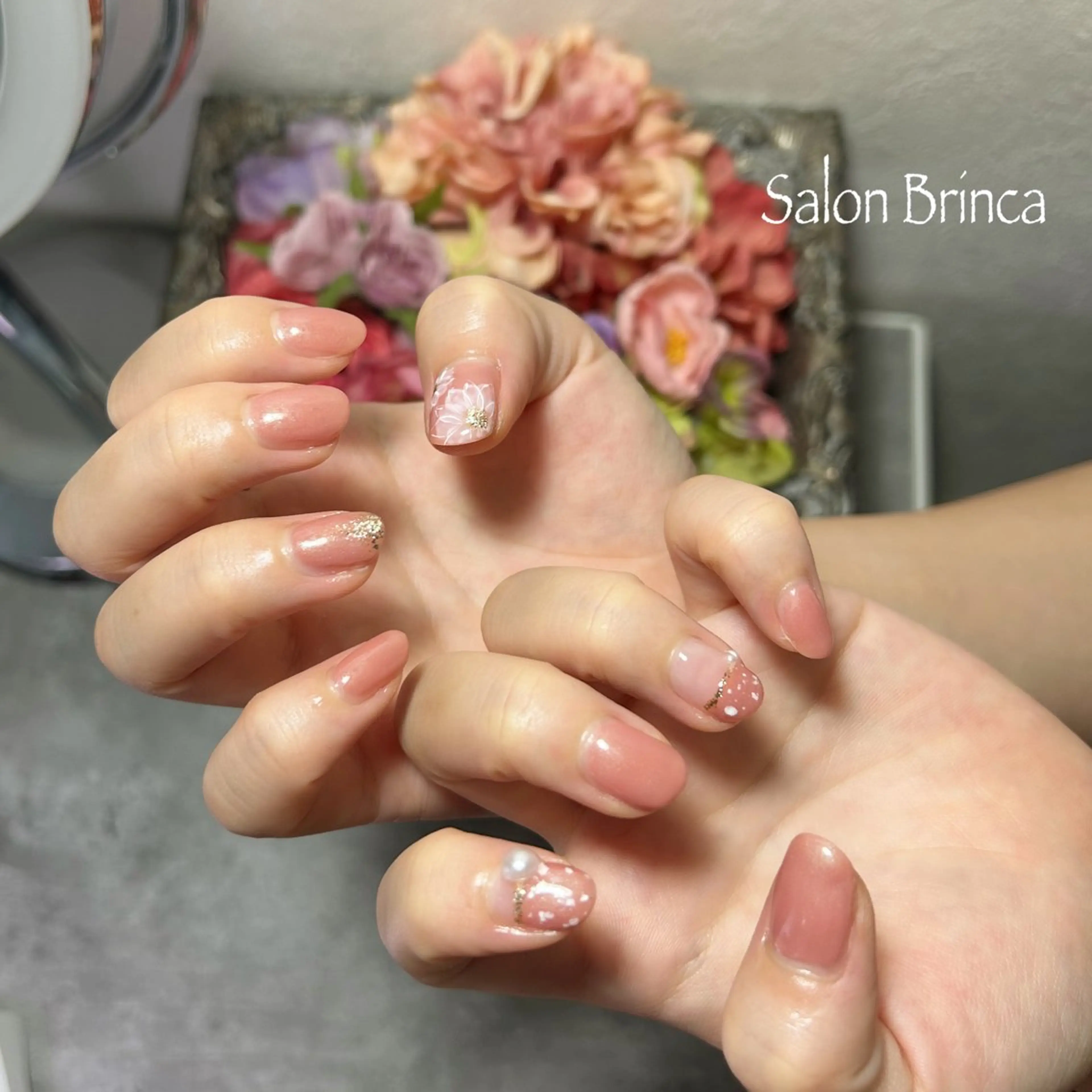 ネイル アートネイル ジェルネイル ゴールド Salon Brinca 中村のネイルデザイン