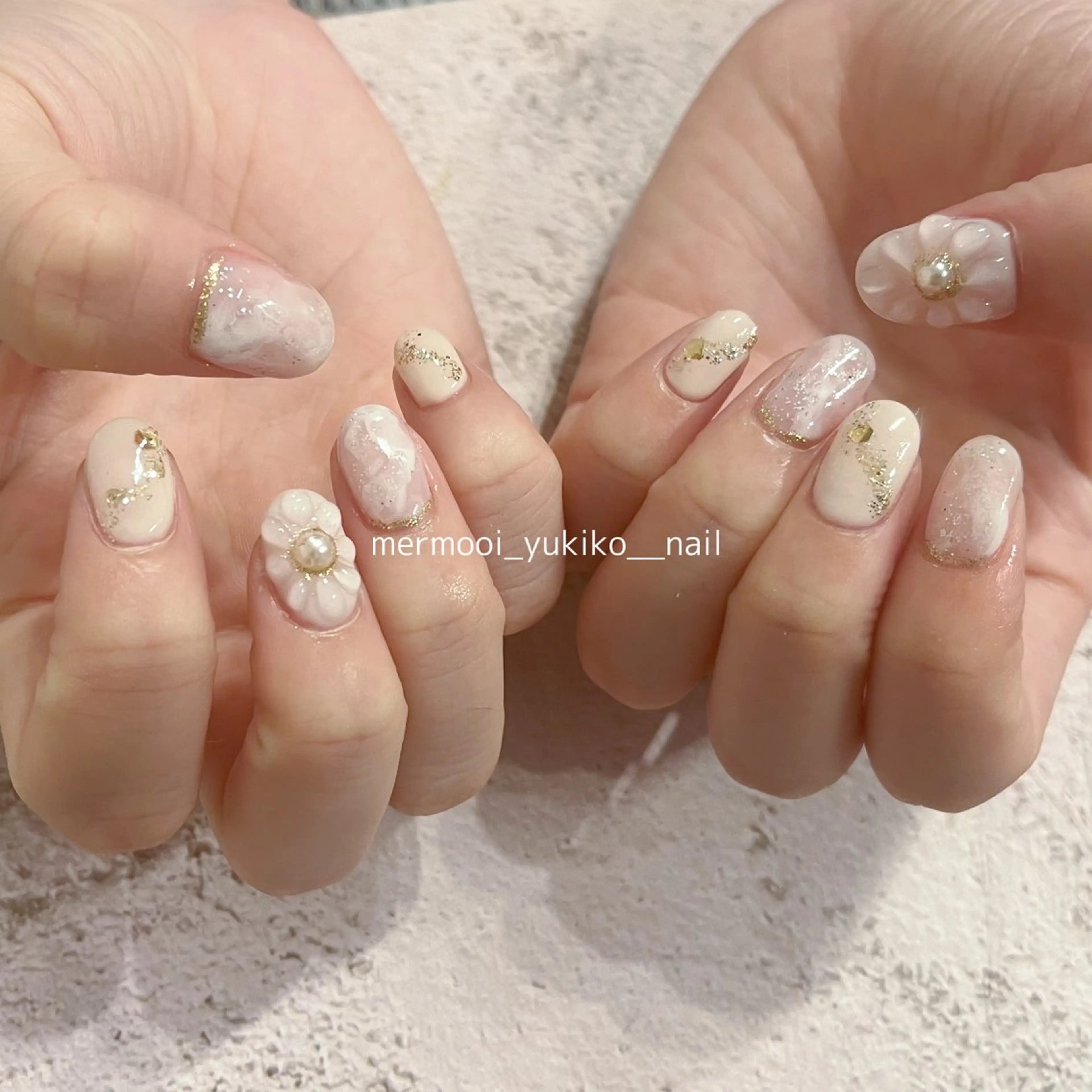ネイル アートネイル ジェルネイル 韓国ネイル 大理石ネイル(マーブル) ニュアンスネイル melumooi nailのネイルデザイン