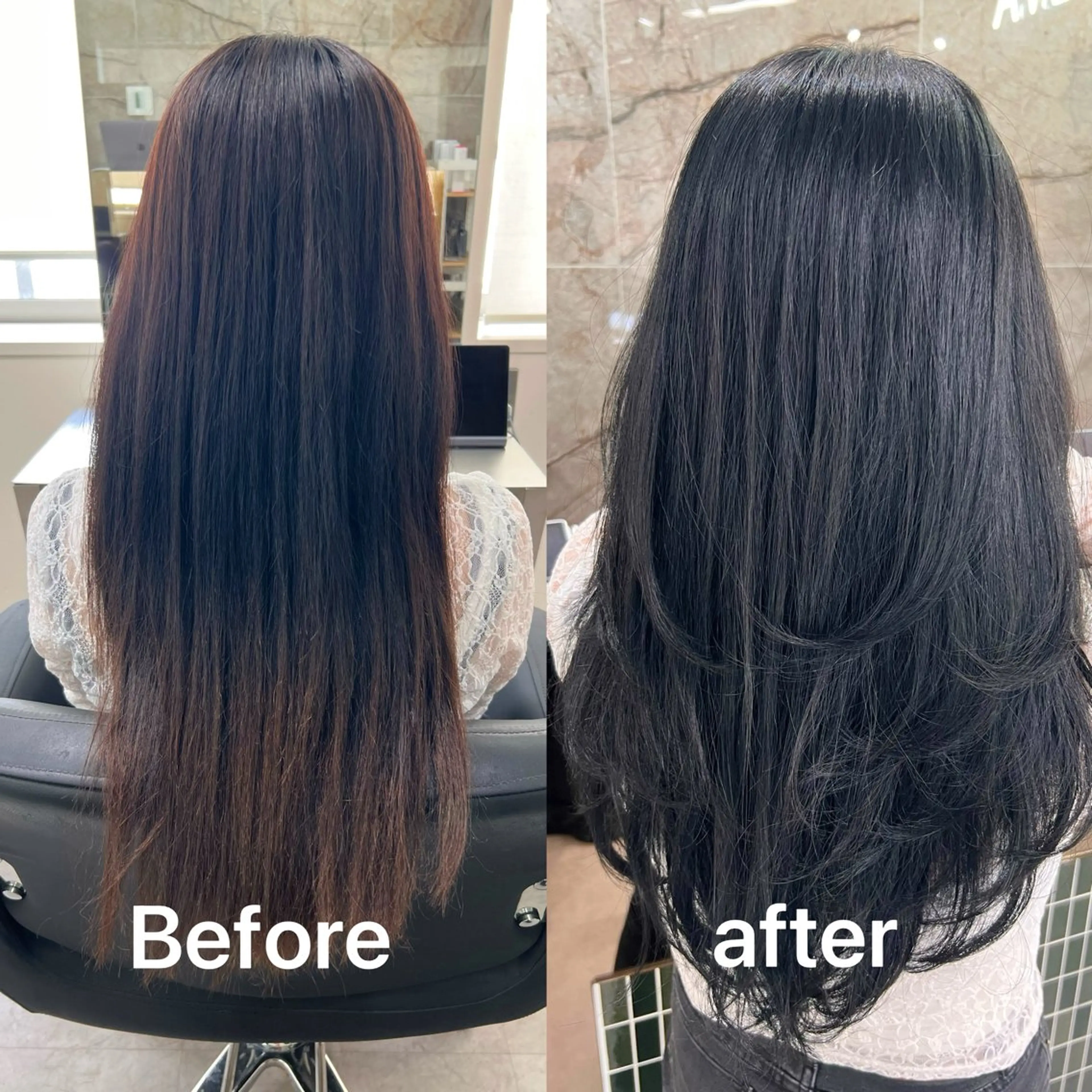 セミロング カラー 透明感カラー 髪質改善 レイヤーカット トリートメント カット ヘアカラー トリートメント 💕韓国レイヤー× 髪質改善　宮内諒のヘアスタイル