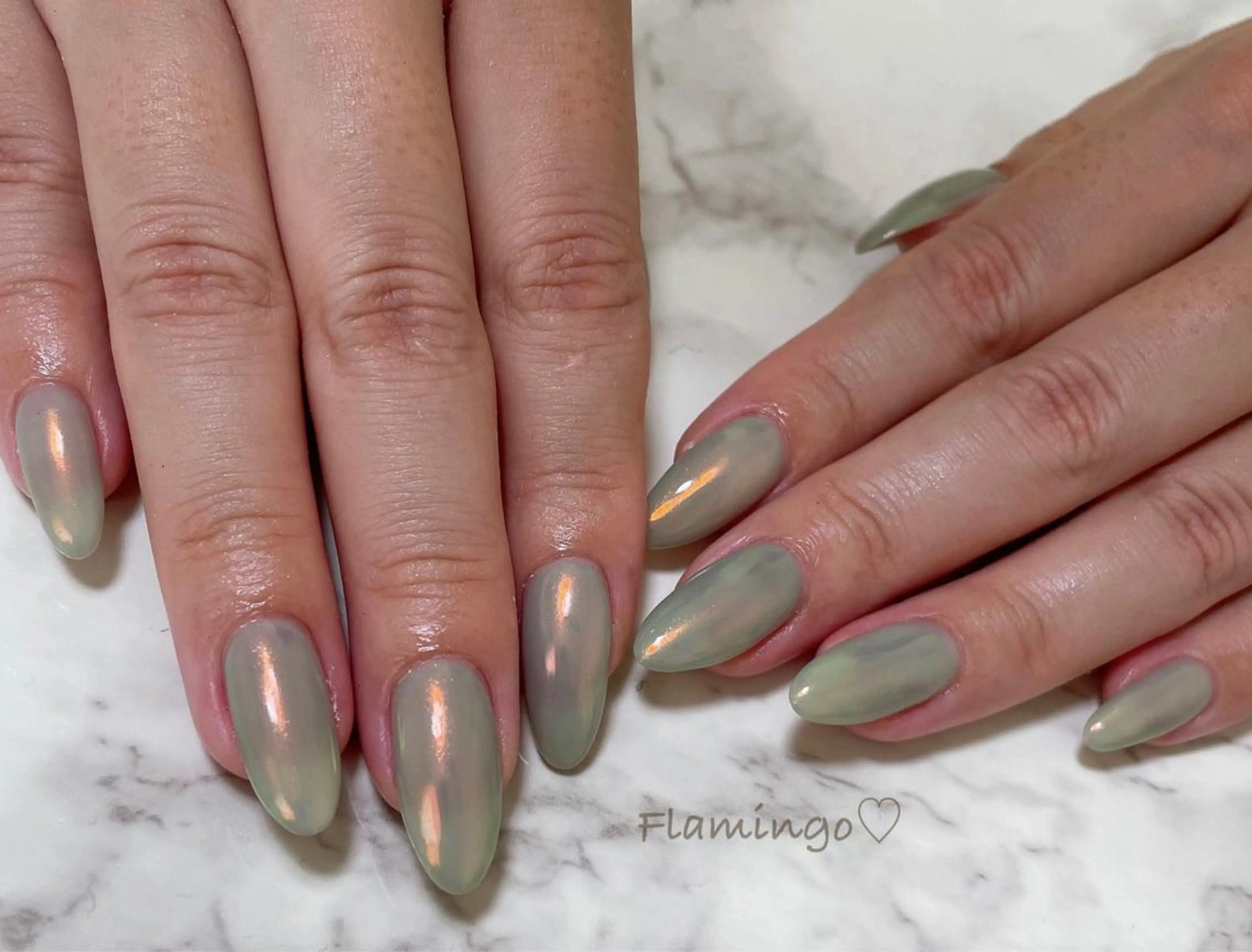 ネイル ジェルネイル ミラーネイル ワンカラーネイル シンプルネイル 春ネイル ハンドネイル フィルイン／自爪育成 ／爪に優しい施術のネイルデザイン