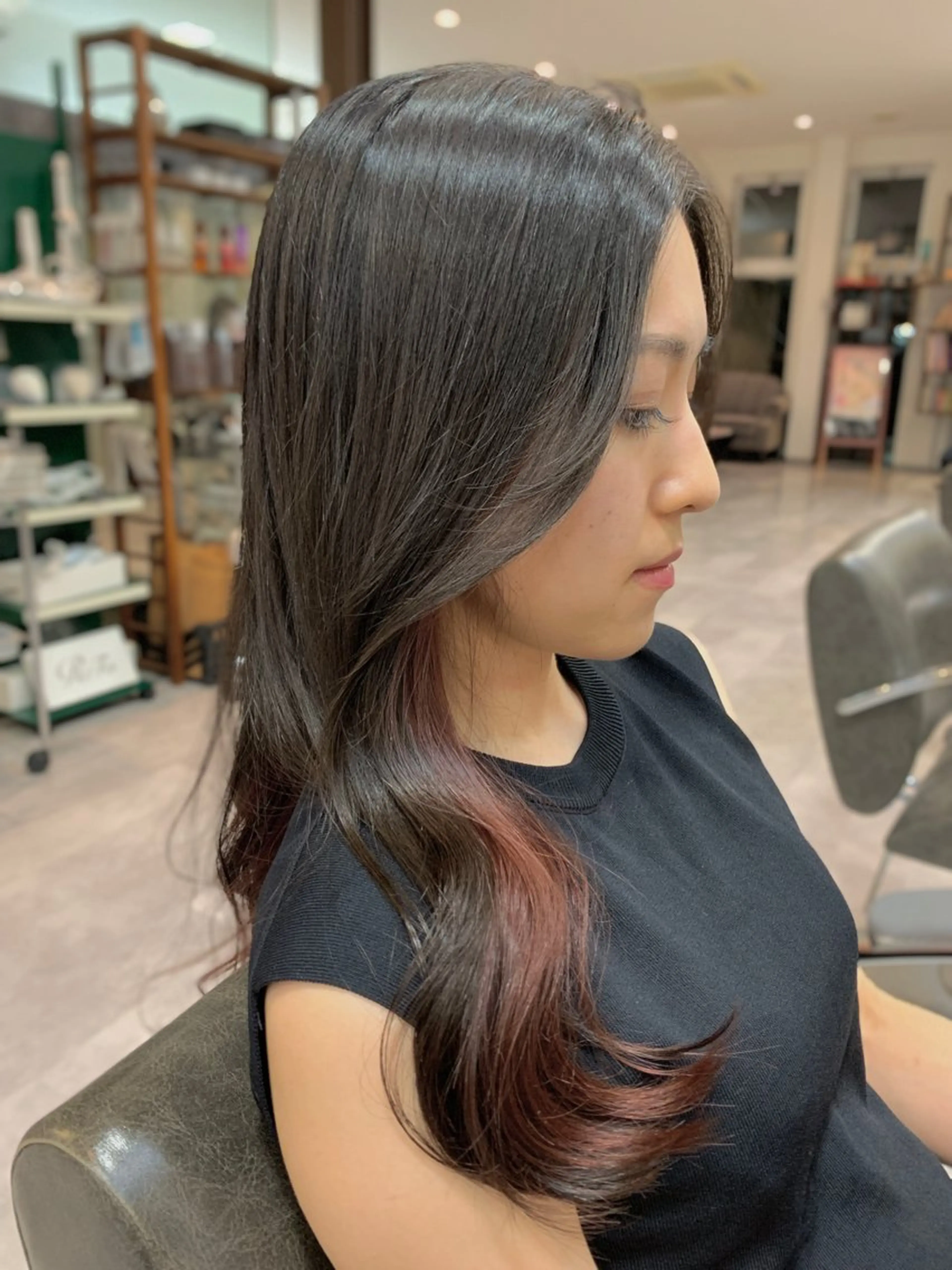 ロング カラー カット ヘアカラー トリートメント 大門 怜以のヘアスタイル