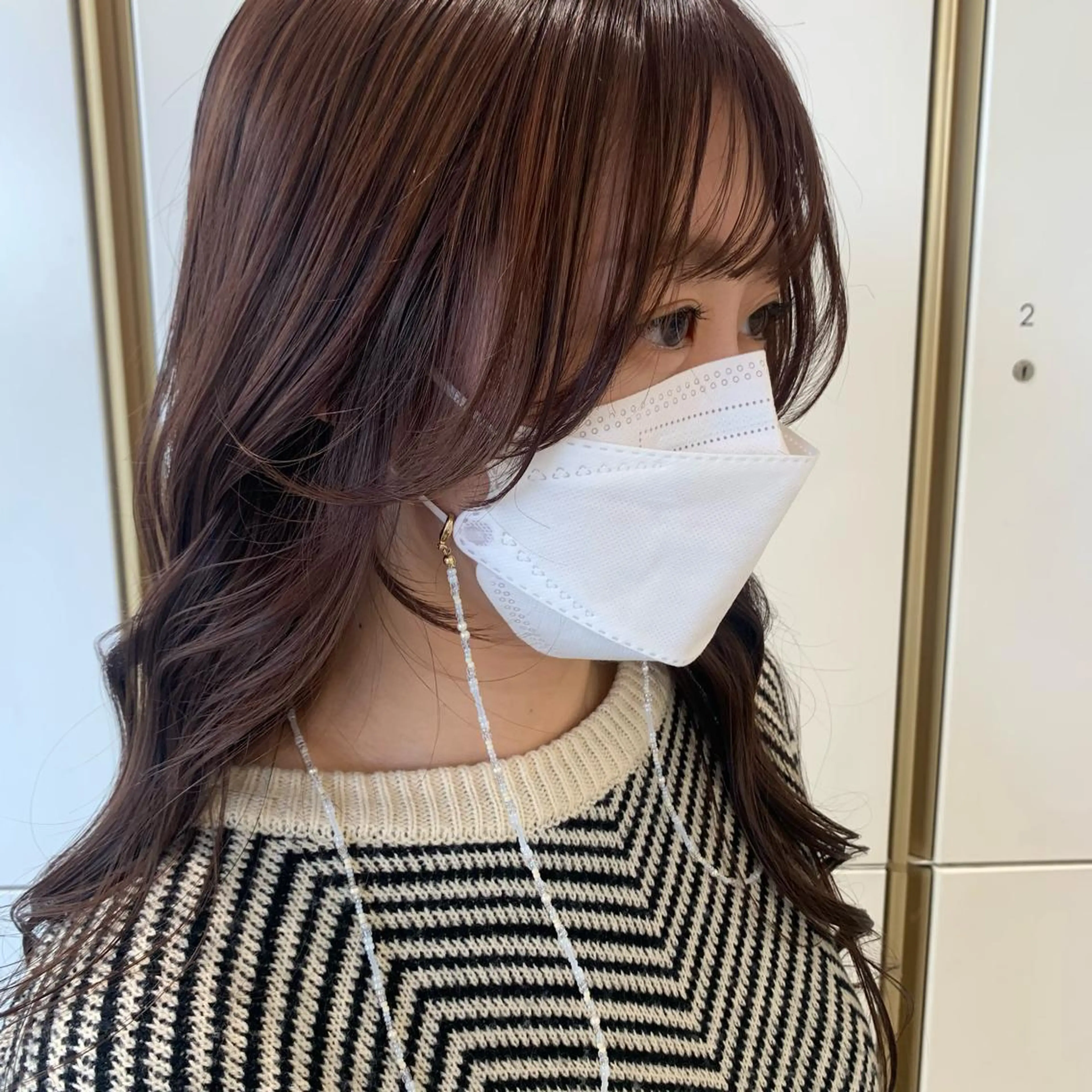 ロング カラー 小顔カット カット ヘアカラー トリートメント ウスイ ハルカのヘアスタイル