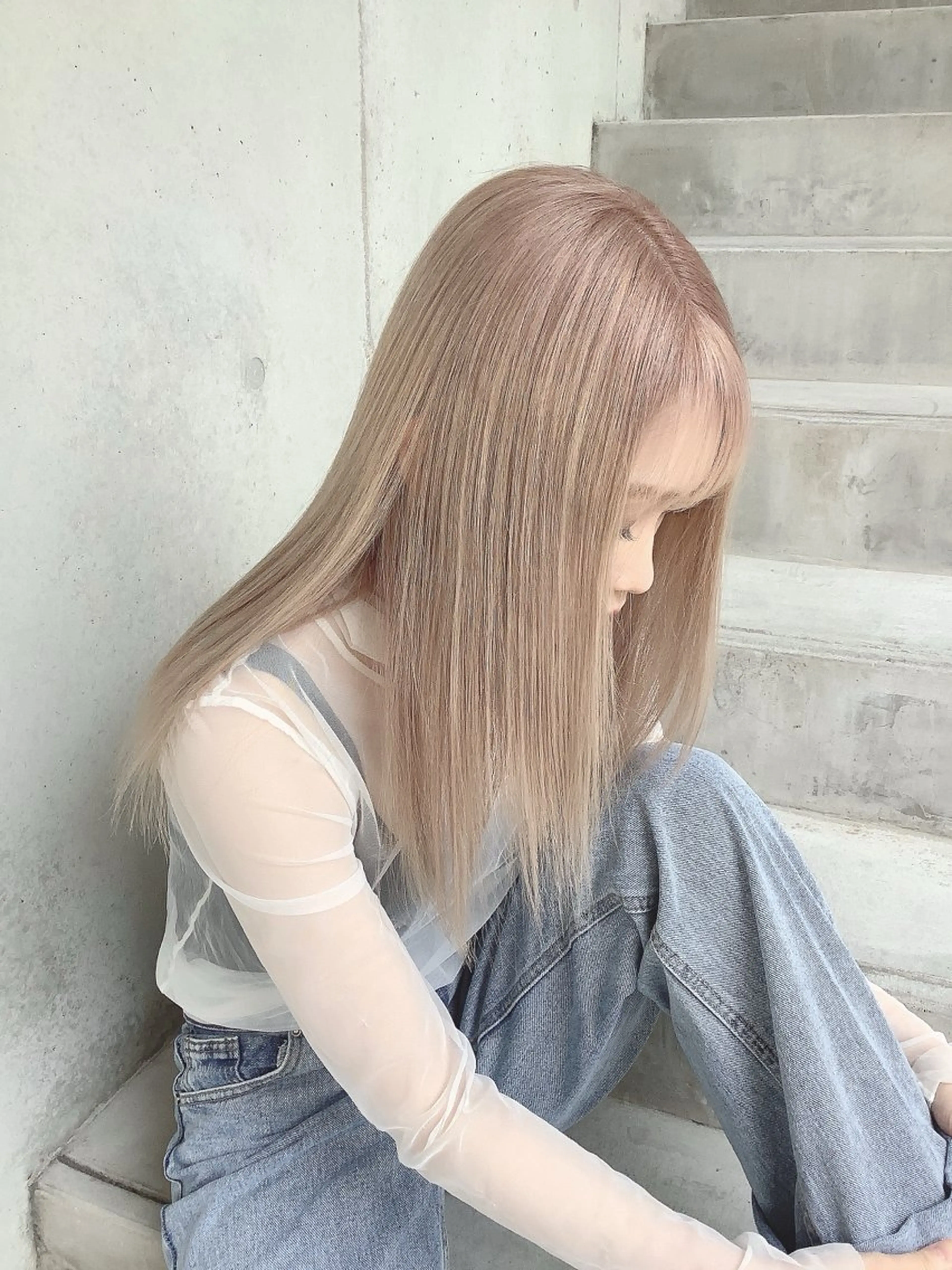 ミディアム ヘアカラー 岩切 晴香のヘアスタイル