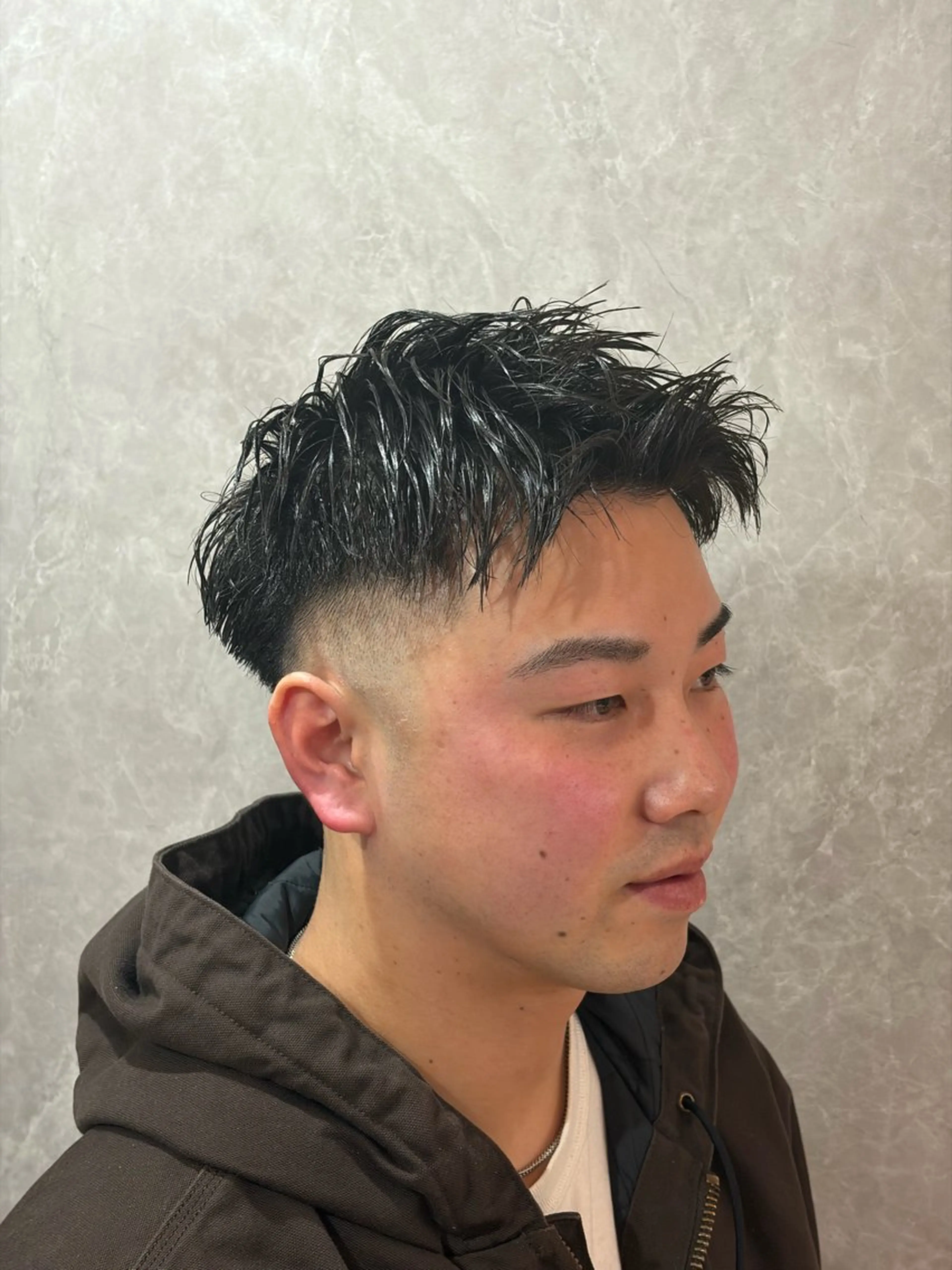 ショート メンズ アップバング フェードカット 高橋 怜玖／仙台／長町のヘアスタイル