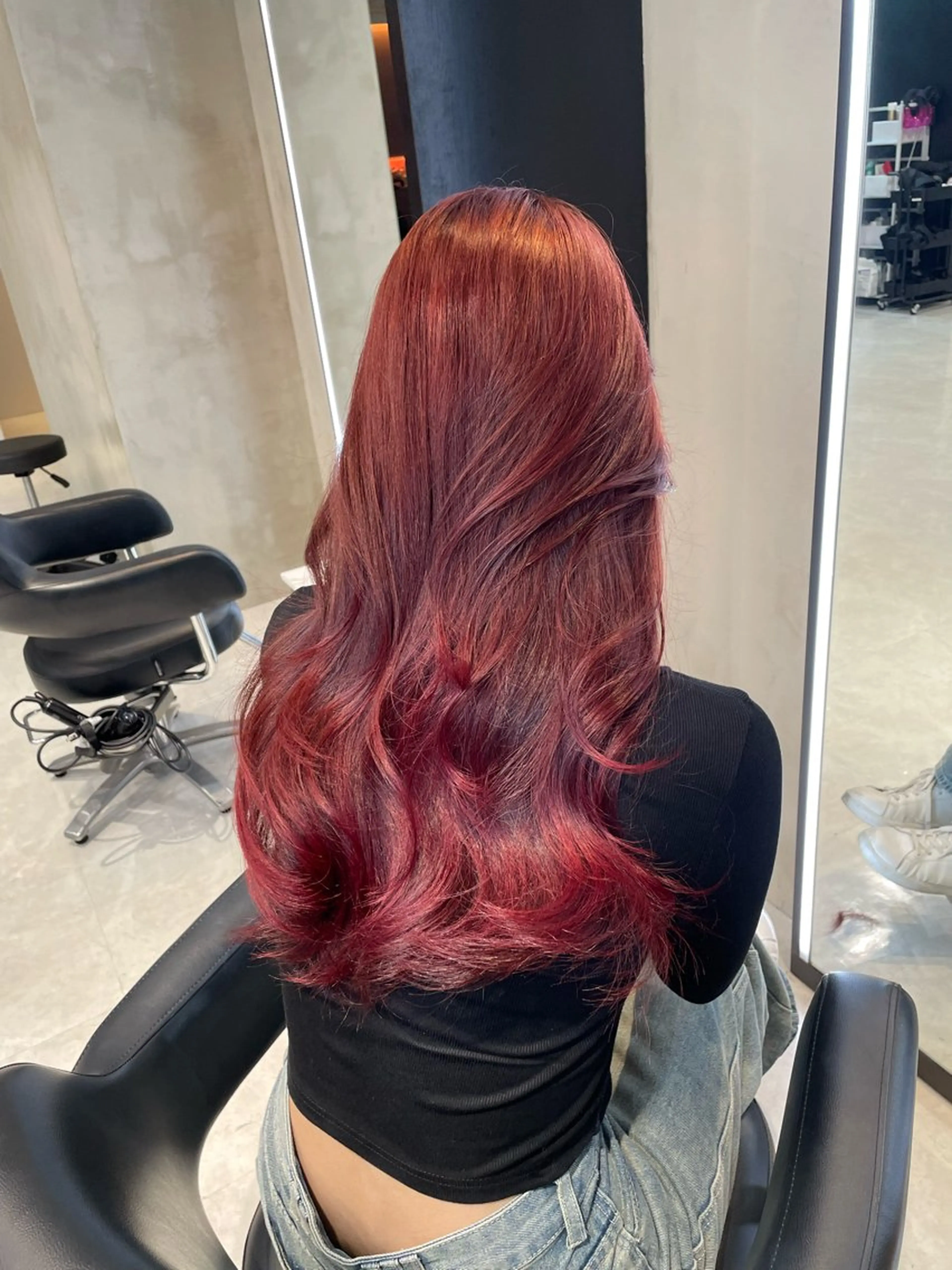 ロング カット ヘアカラー 韓国ヘア🇰🇷 YURIYAのヘアスタイル