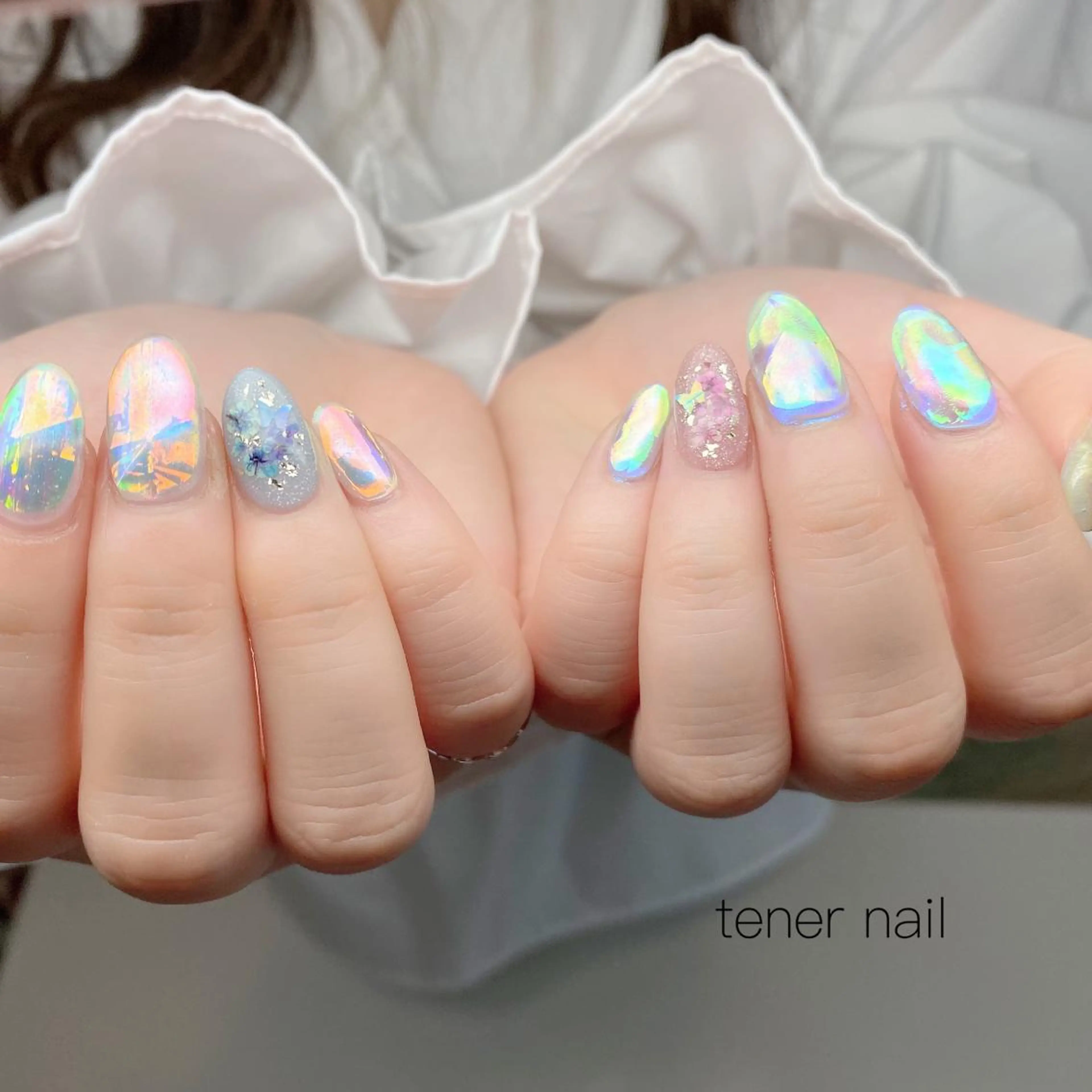 ネイル フラワーネイル 氷ネイル・うるうるネイル テネルネイル tener nailのネイルデザイン