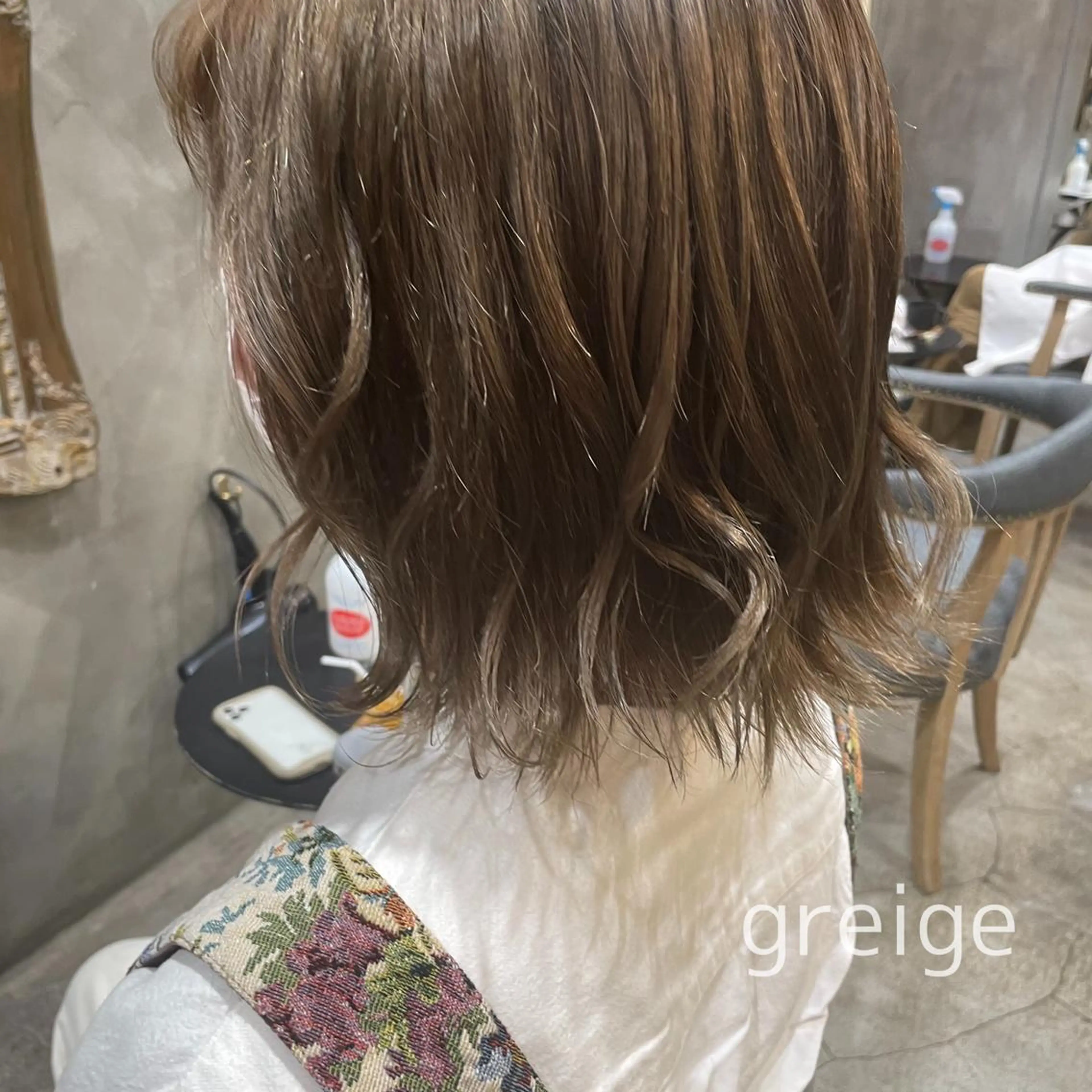 ショート カラー ヘアアレンジ グレージュ 髪質改善カラー&TR 縮毛矯正/弱酸性矯正のヘアスタイル