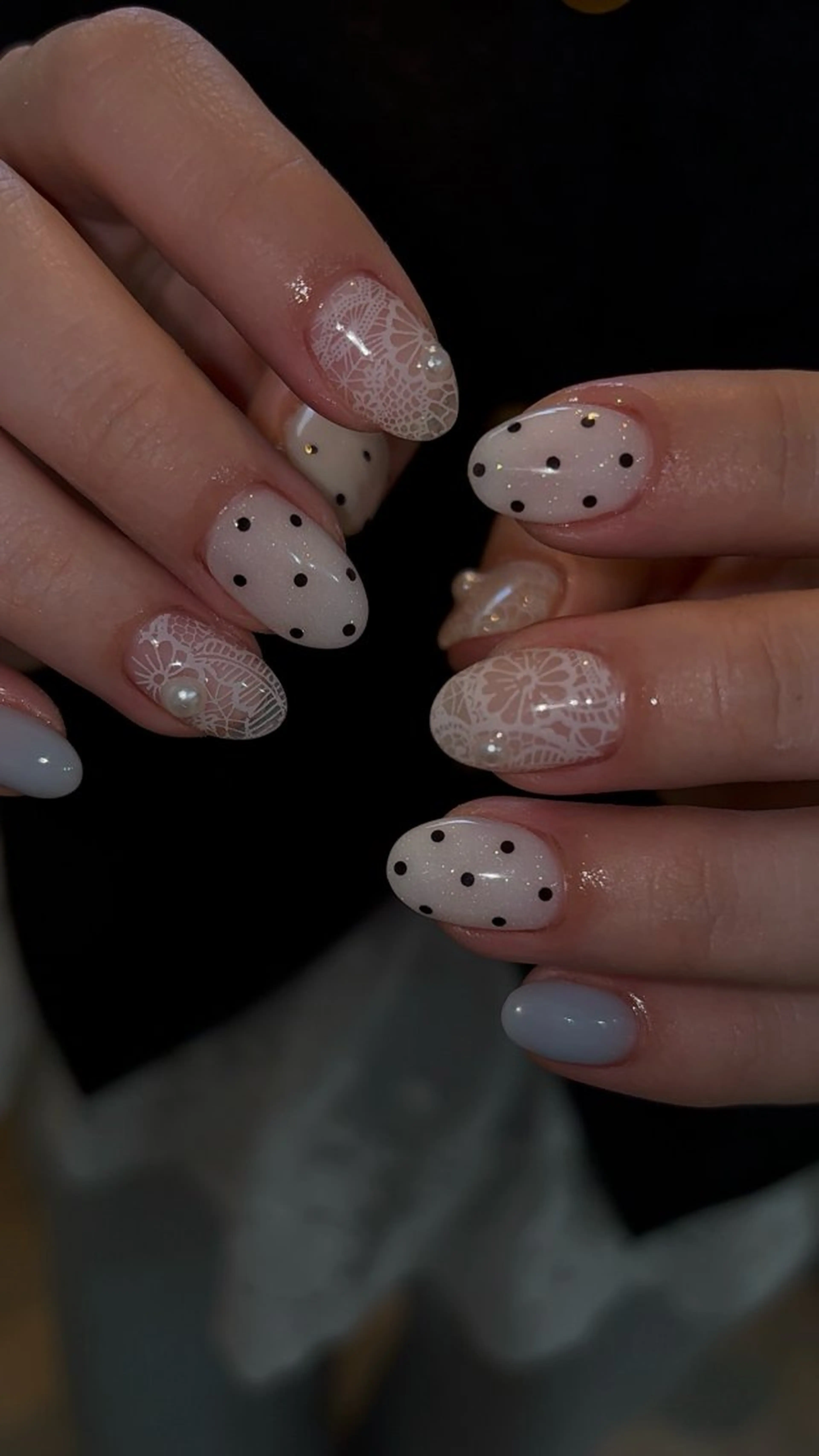 ネイル ドット レース 夏ネイル ハンドネイル nué nail 【halu】のネイルデザイン