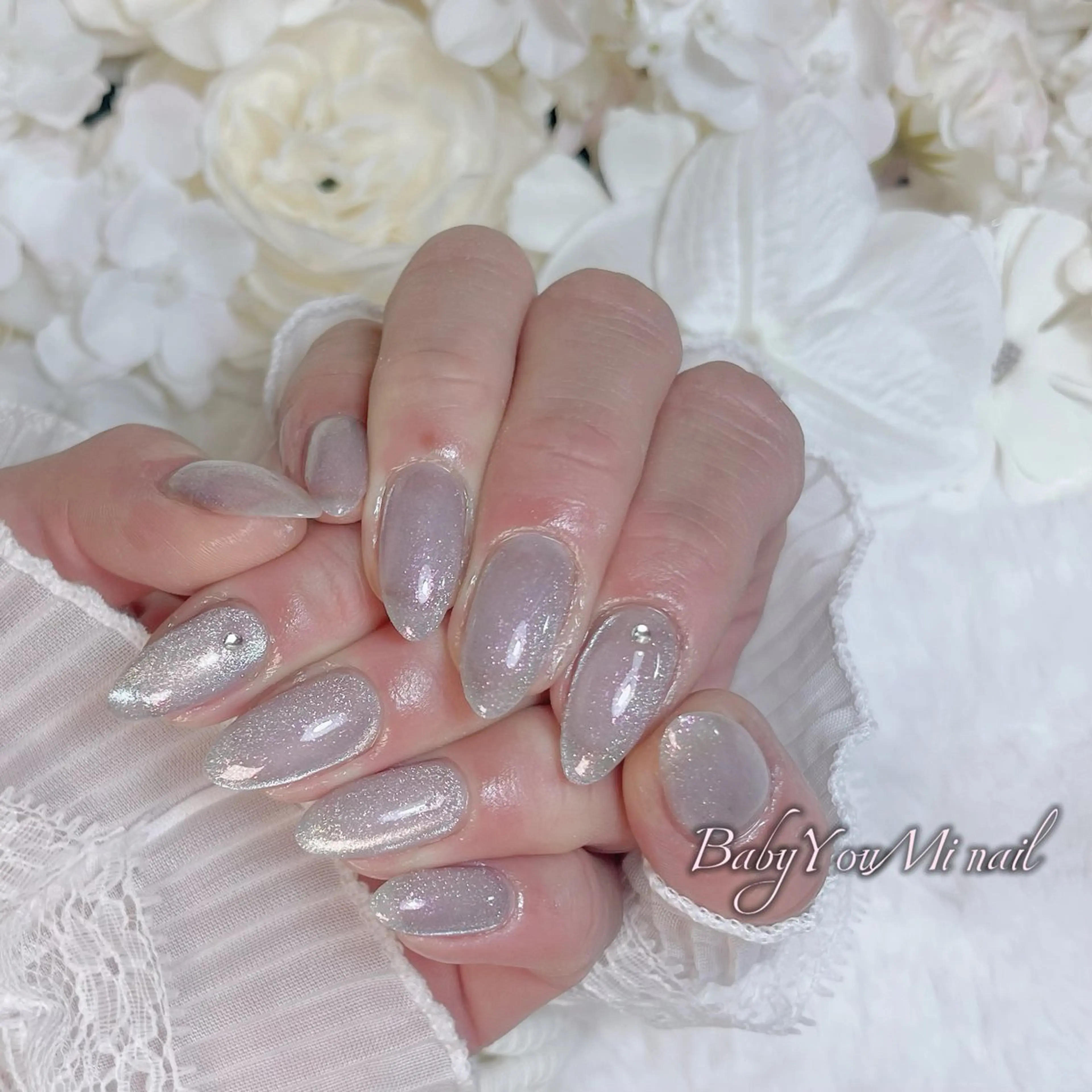 ネイル オーロラネイル 成人式 フットネイル フレンチネイル ジェルネイル ハンドネイル BabyYouMi nailのネイルデザイン