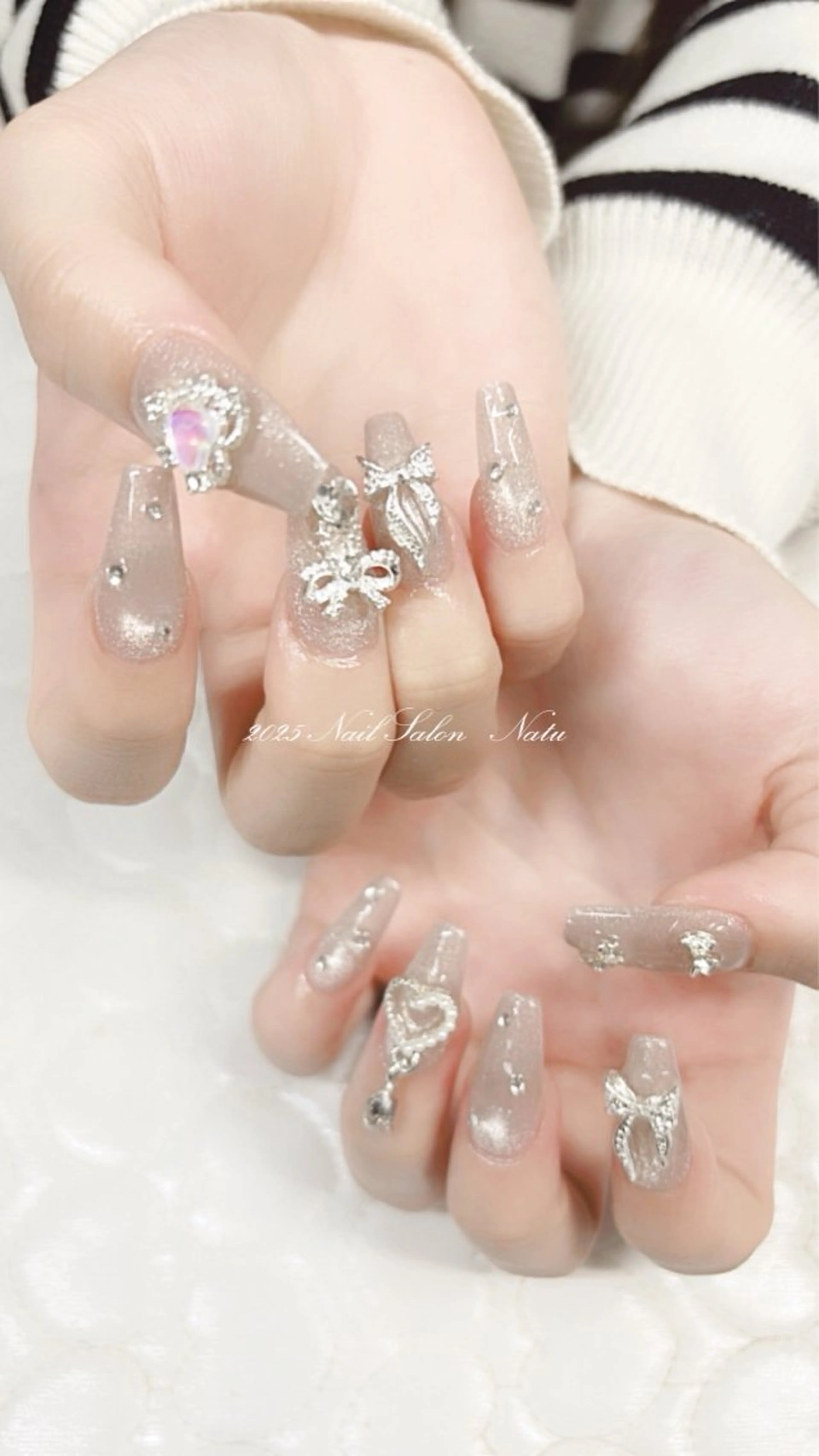 ネイル 長さ出し ロングネイル マグネットネイル nailsalon Natuのネイルデザイン