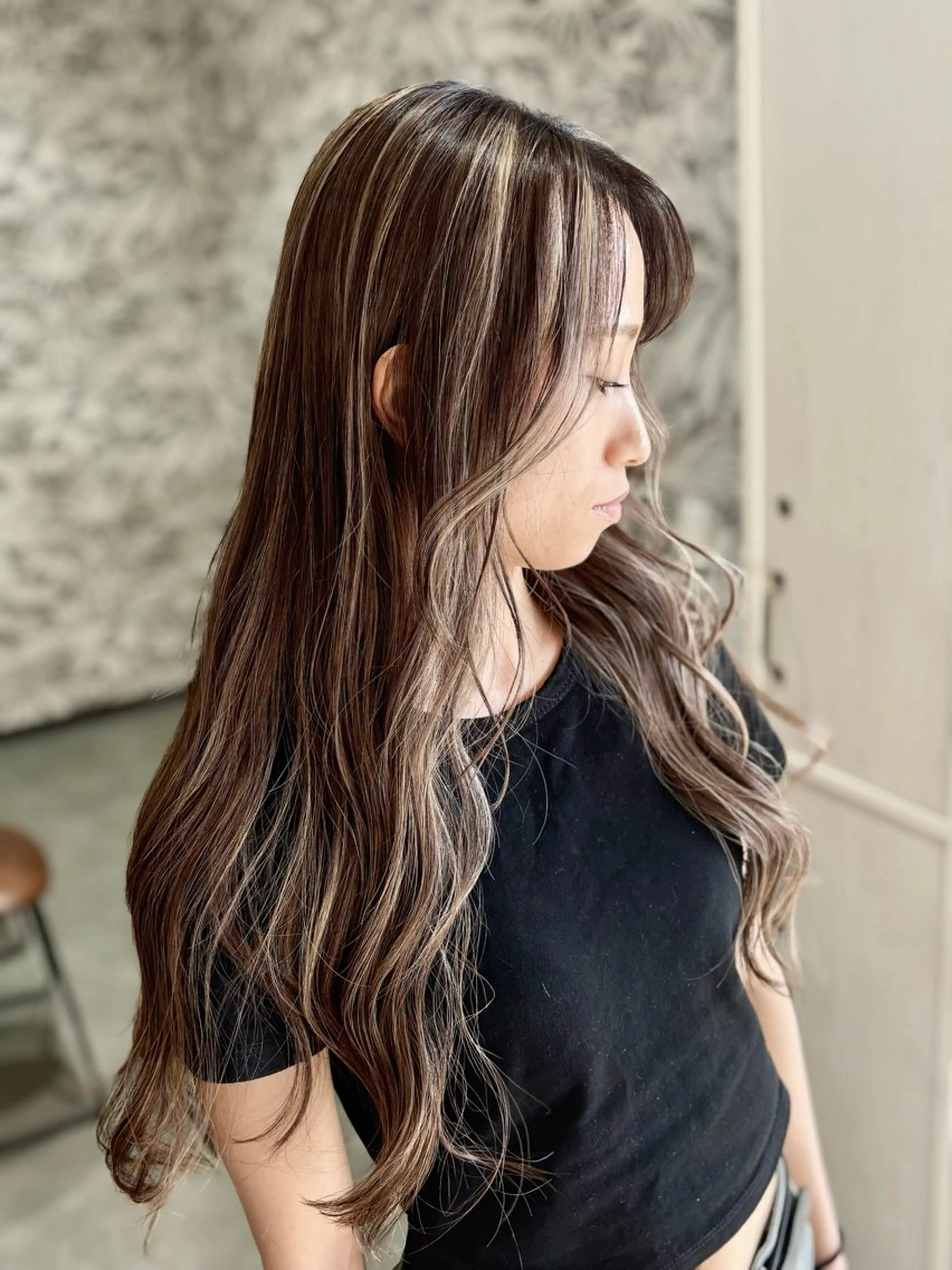 ロング ハイライト カット ヘアカラー yoshihara yuukiのヘアスタイル