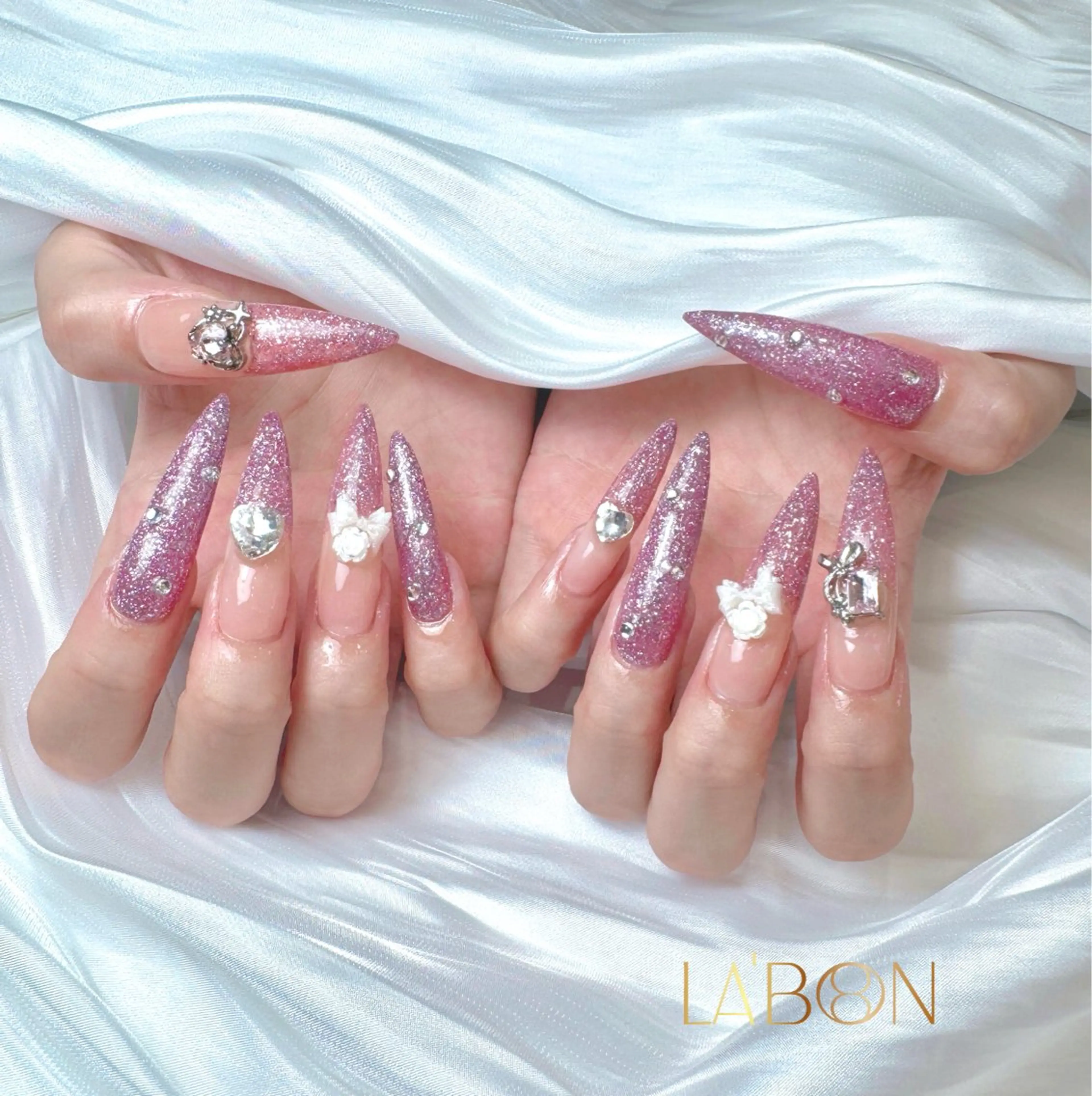 ネイル アートネイル ジェルネイル キラキラネイル 韓国ネイル ロングネイル Labon Nails Artのネイルデザイン