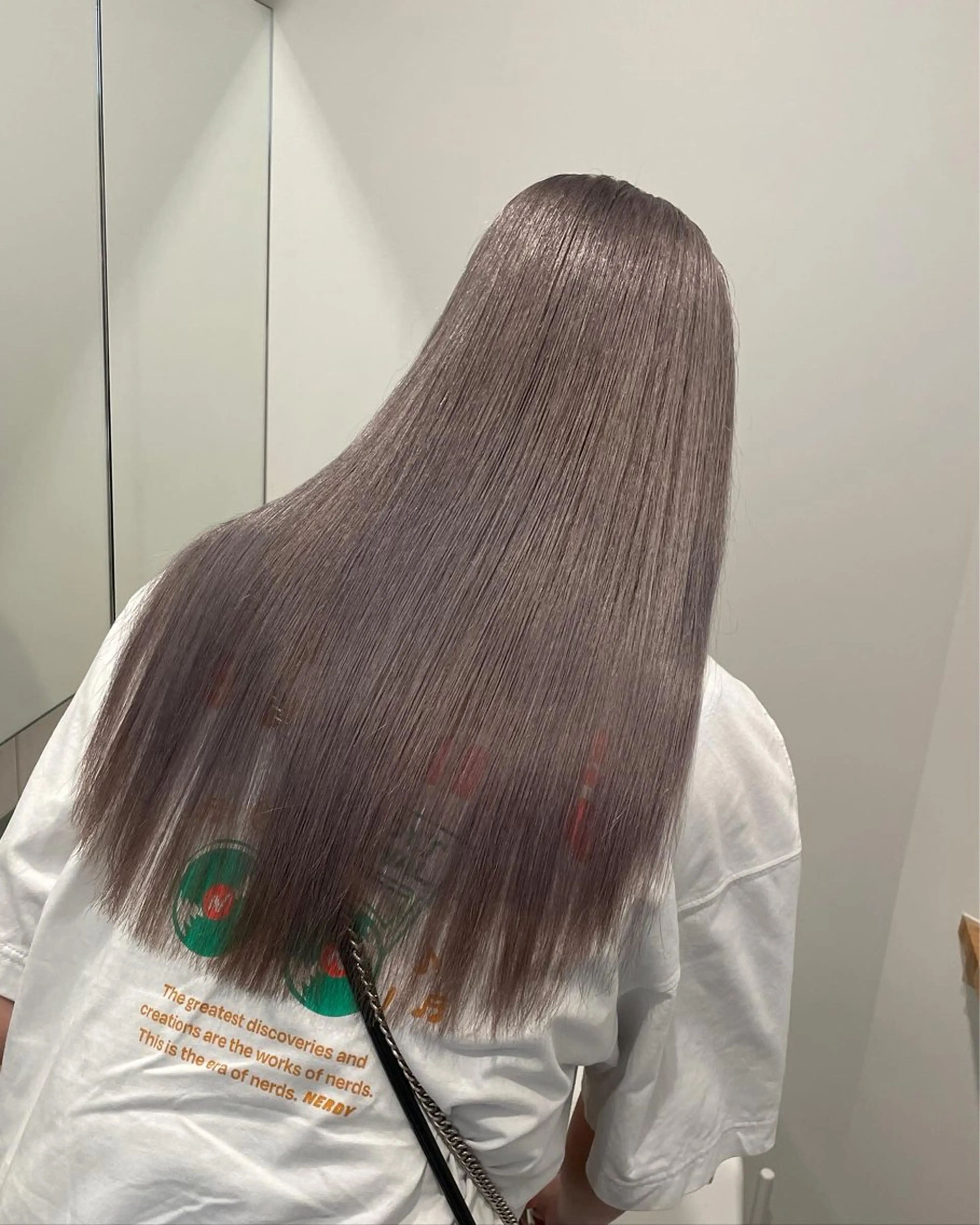 ロング カラー カット ヘアカラー トリートメント 切りっぱなしボブ レイヤー/縮毛矯正のヘアスタイル