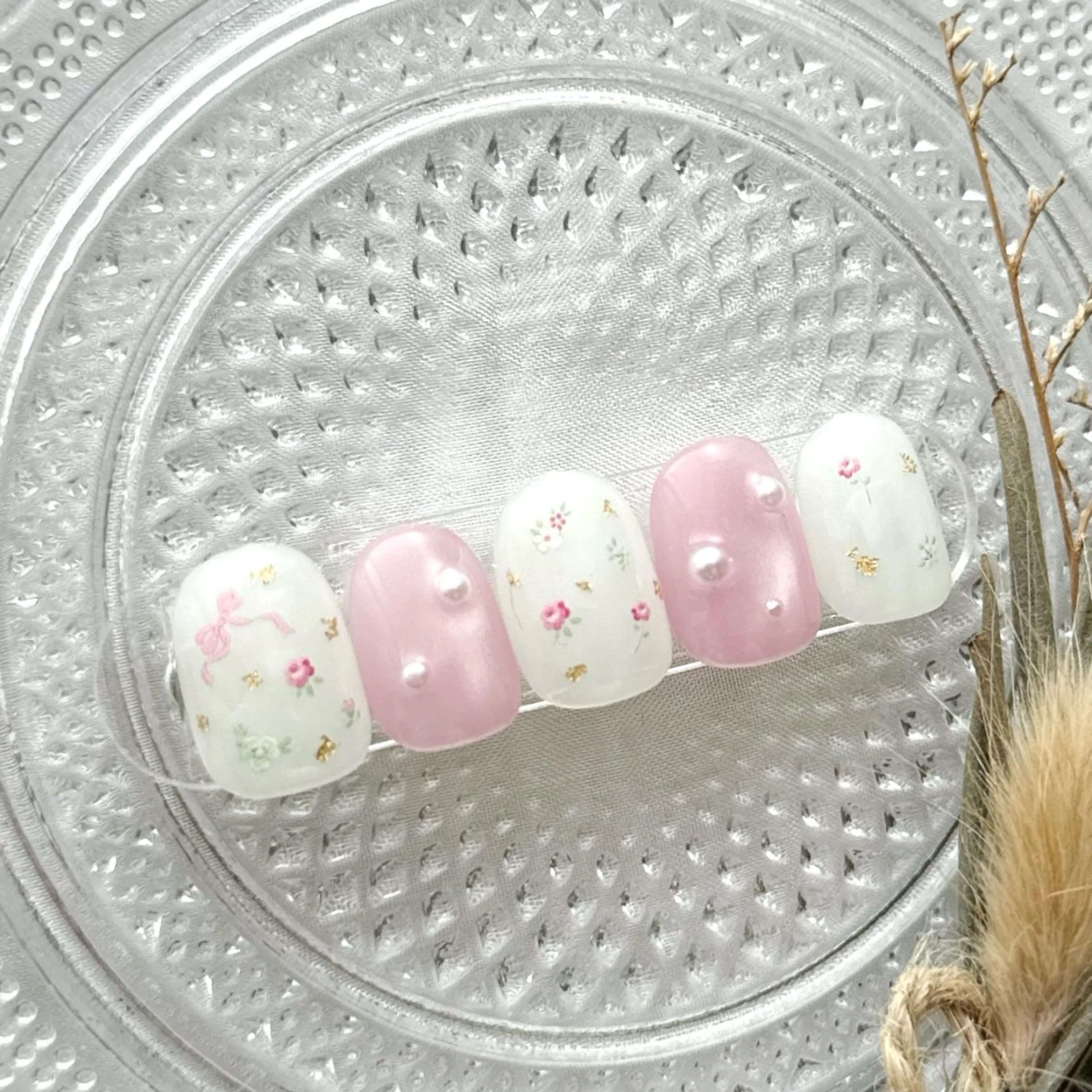 ネイル ガーリー ピンク リボン ハンドネイル peaberry nailのネイルデザイン
