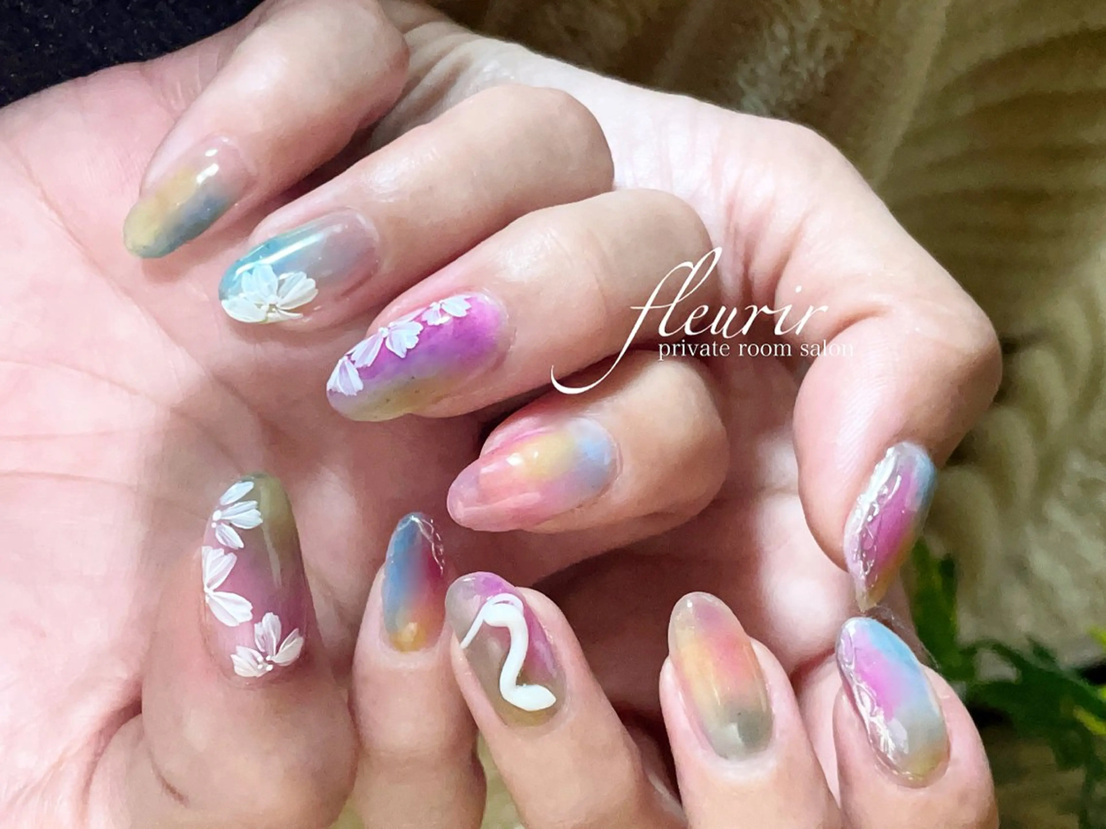 ネイル アートネイル フラワーネイル ミラーネイル フルリール 【プライベートサロンのネイルデザイン