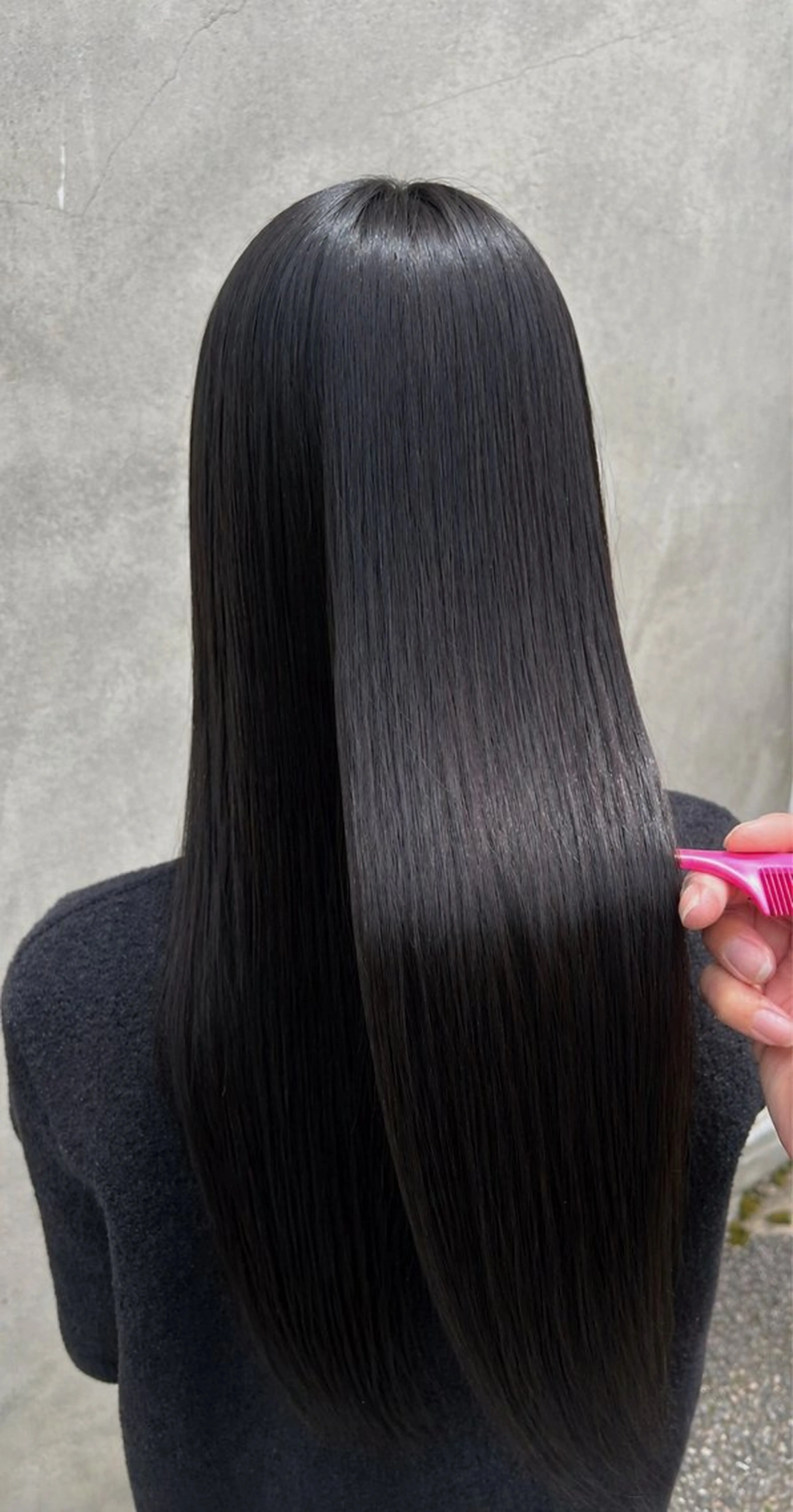 セミロング カラー 黒髪 透明感カラー ナチュラルブラック トリートメント ヘアカラー lond shige /重髙翔斗のヘアスタイル