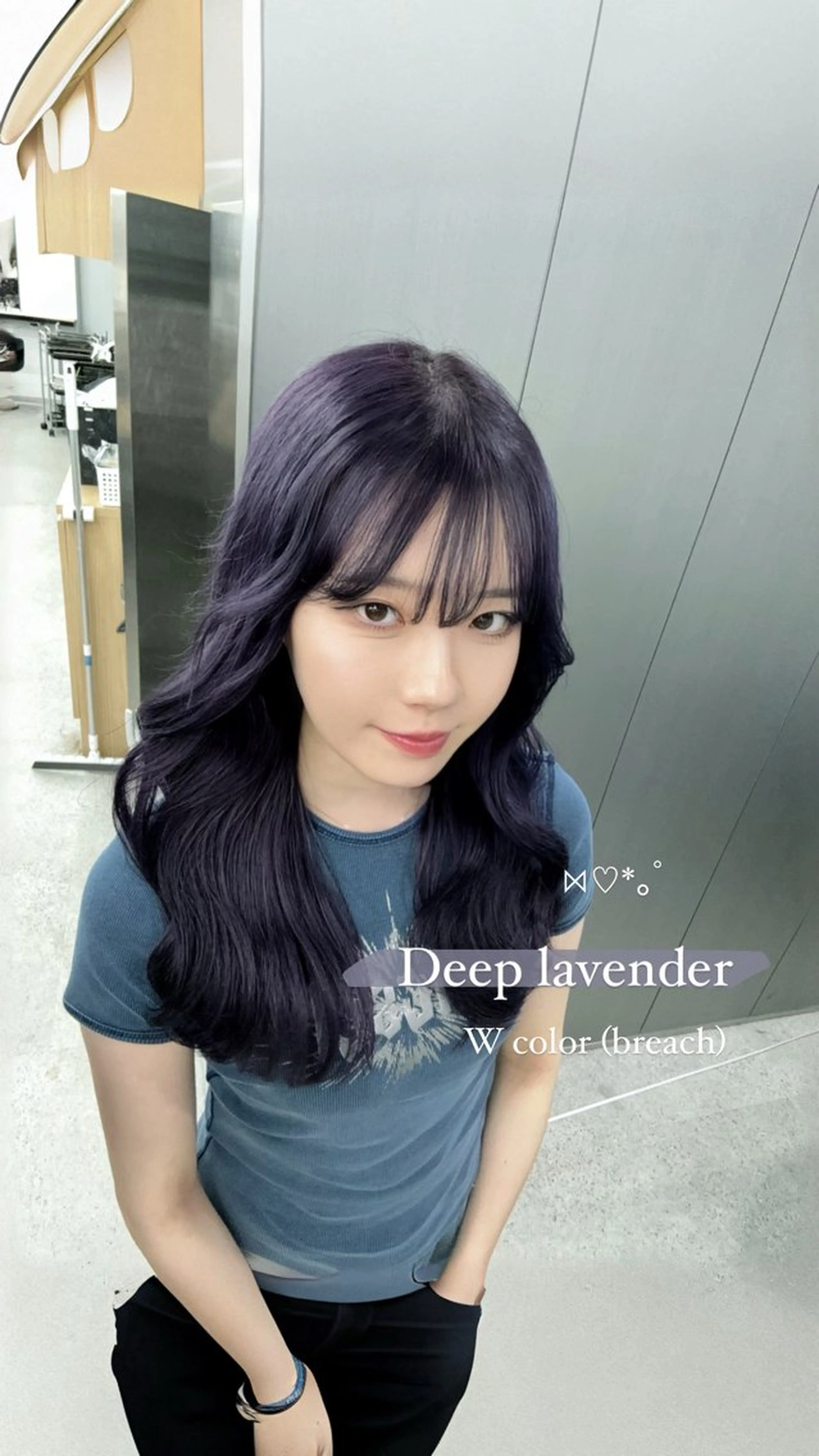 ロング カラー 暗髪🩶ラベンダー/ ブルー/ユウナ🤍のヘアスタイル