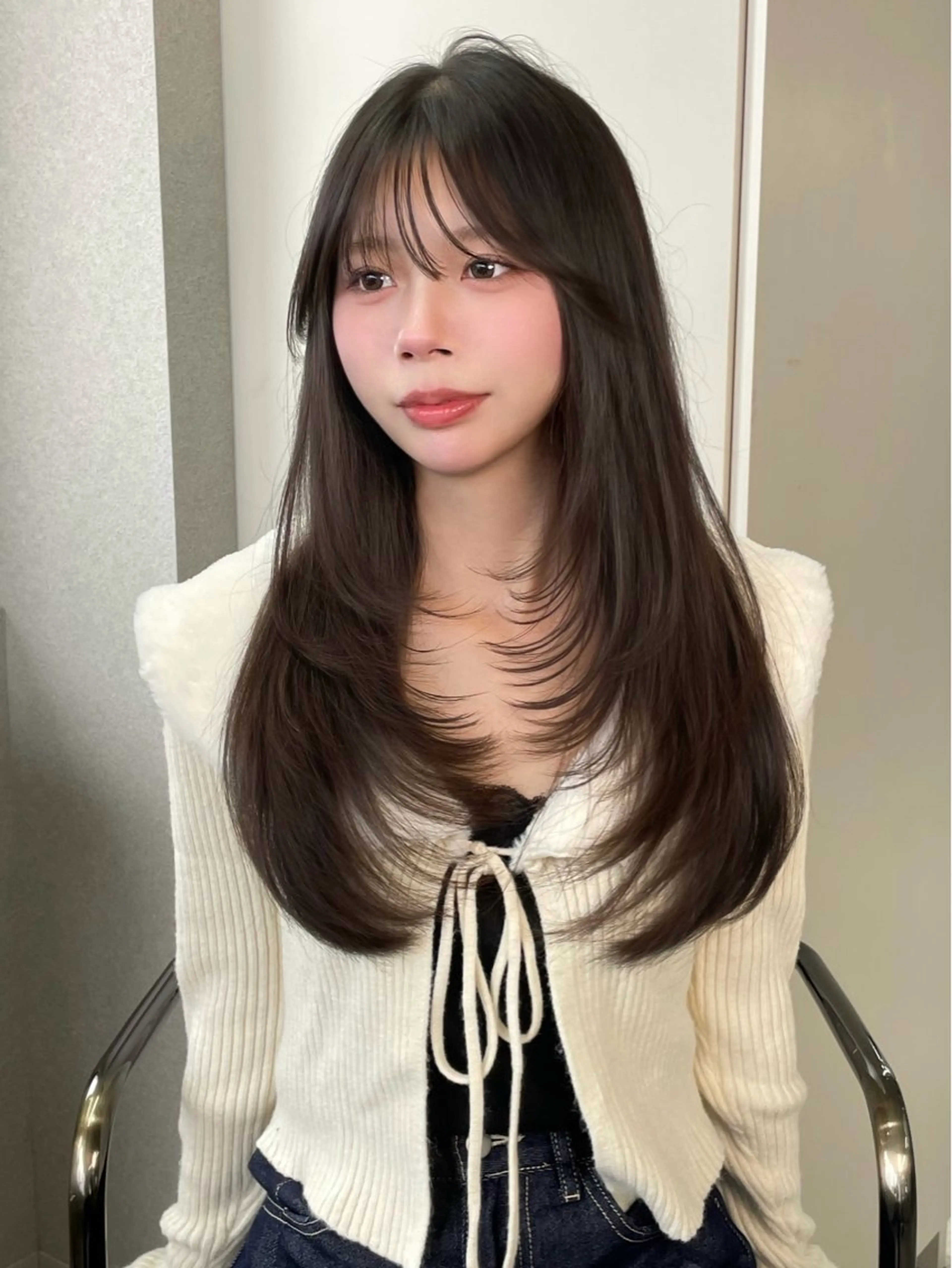 ロング アッシュ 韓国風ヘア レイヤーカット 髙杉 心のヘアスタイル