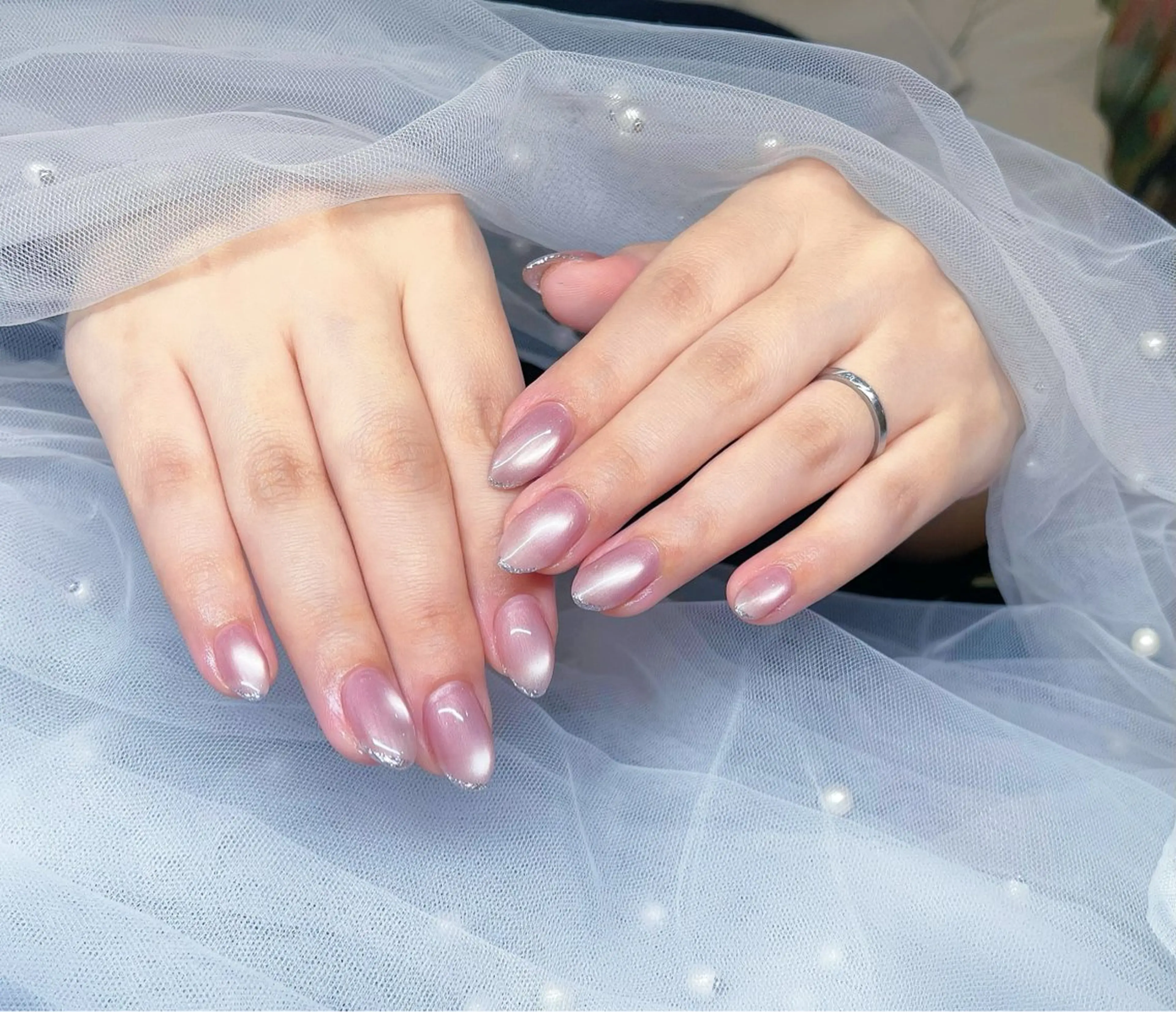 ネイル 長さ出し フレンチネイル 韓国ネイル 持ち込み ワンホンネイル Sora Nail所属・Sora Nailのネイルデザイン