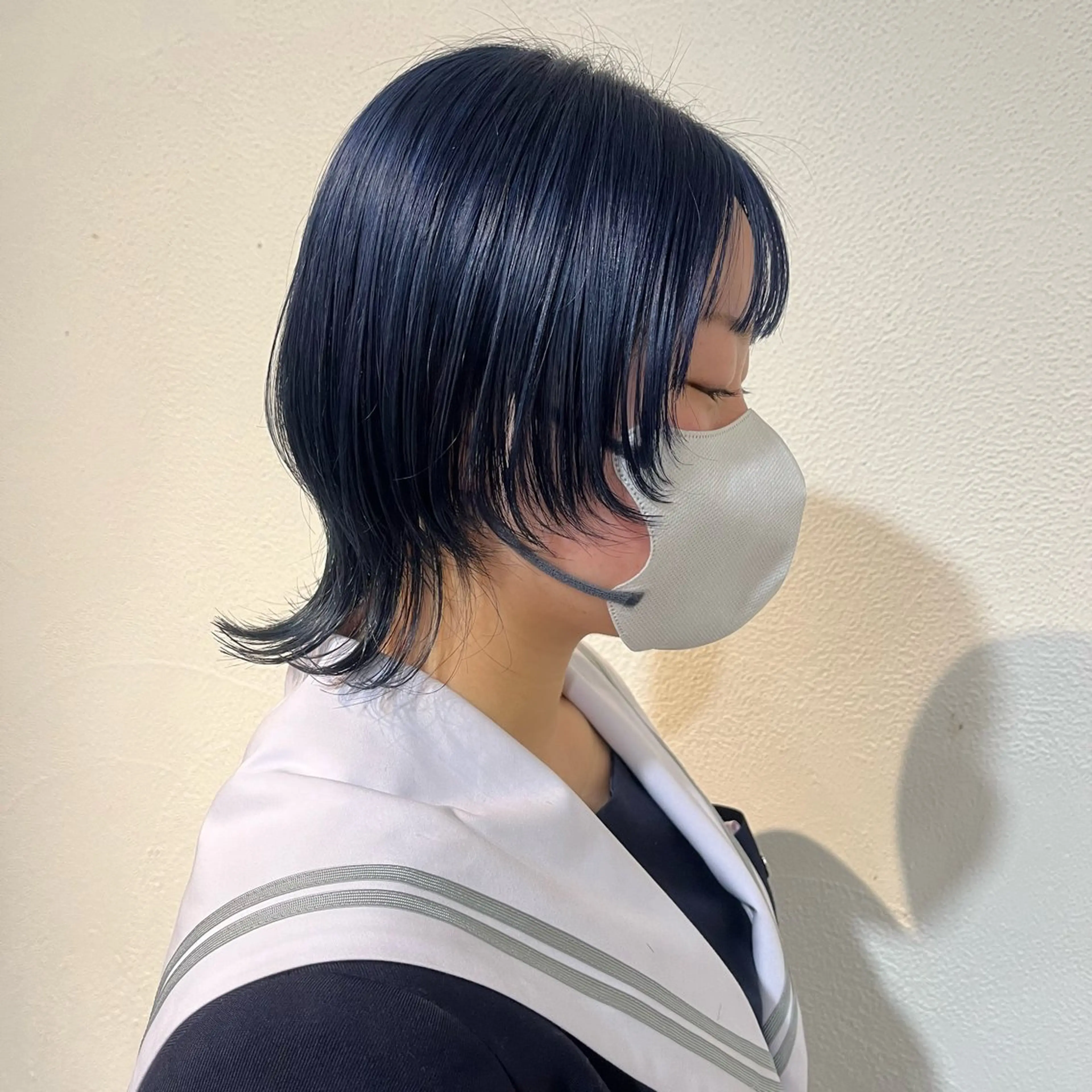 ミディアム カラー ブルーカラー ネイビーカラー パ ルのヘアスタイル