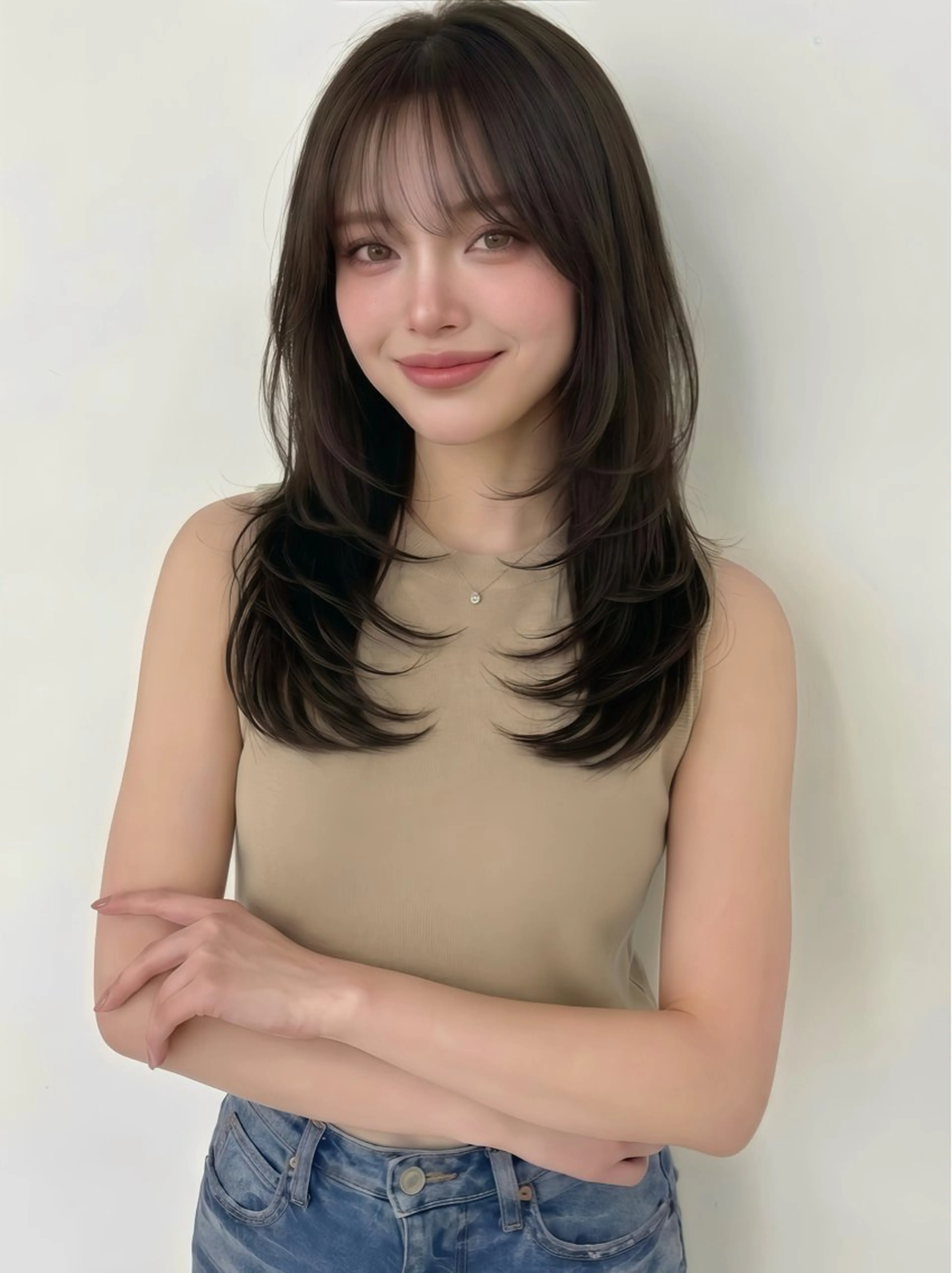 ミディアム 顔周りカット カット ヘアカラー トリートメント モテ髪‎🫧赤み消し カラー表参道きょうこのヘアスタイル