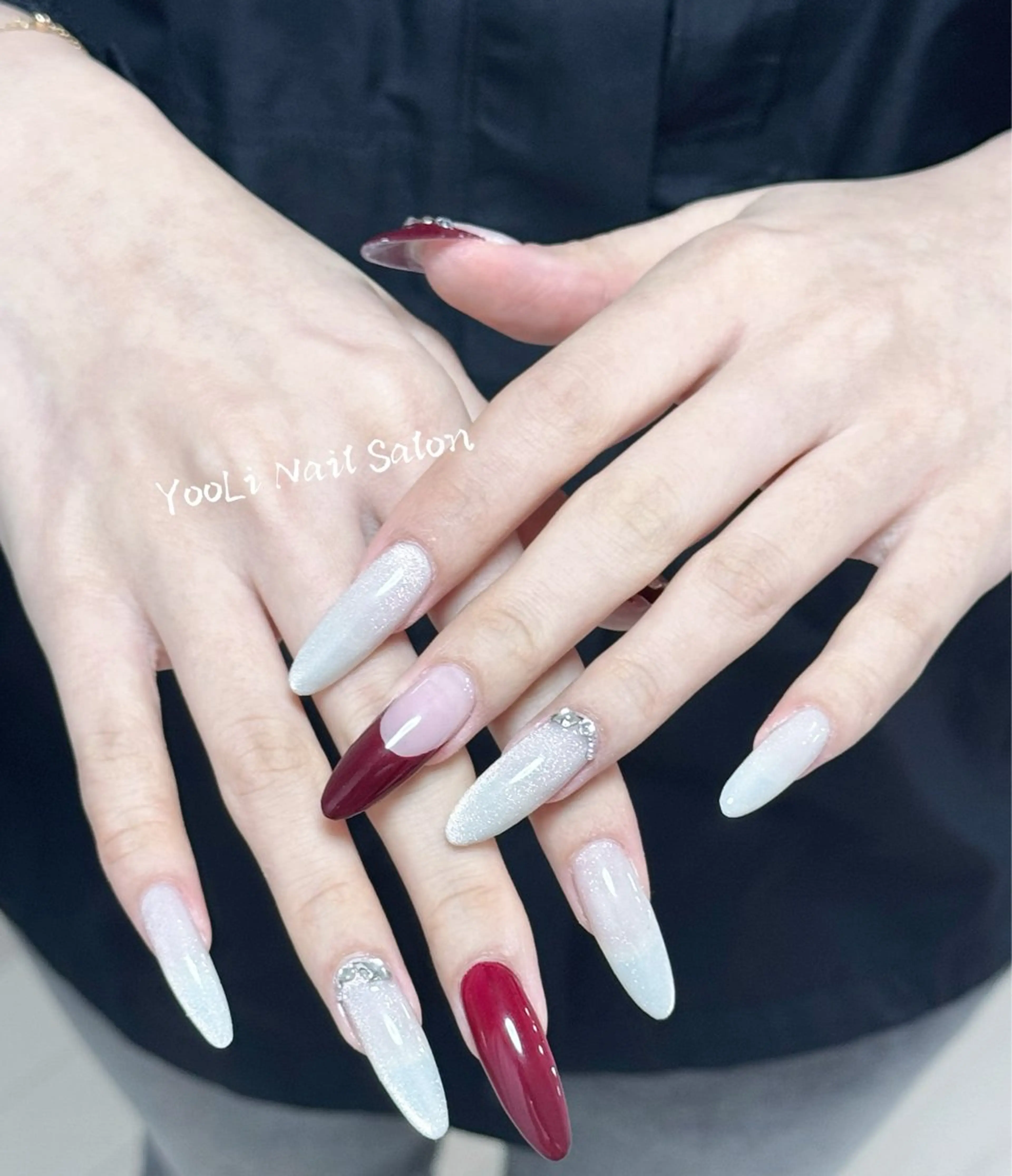 ネイル アートネイル オーロラネイル チークネイル フレンチネイル ガラスフレンチ ハンドネイル 🎀🎀YooLi Nail Salonのネイルデザイン