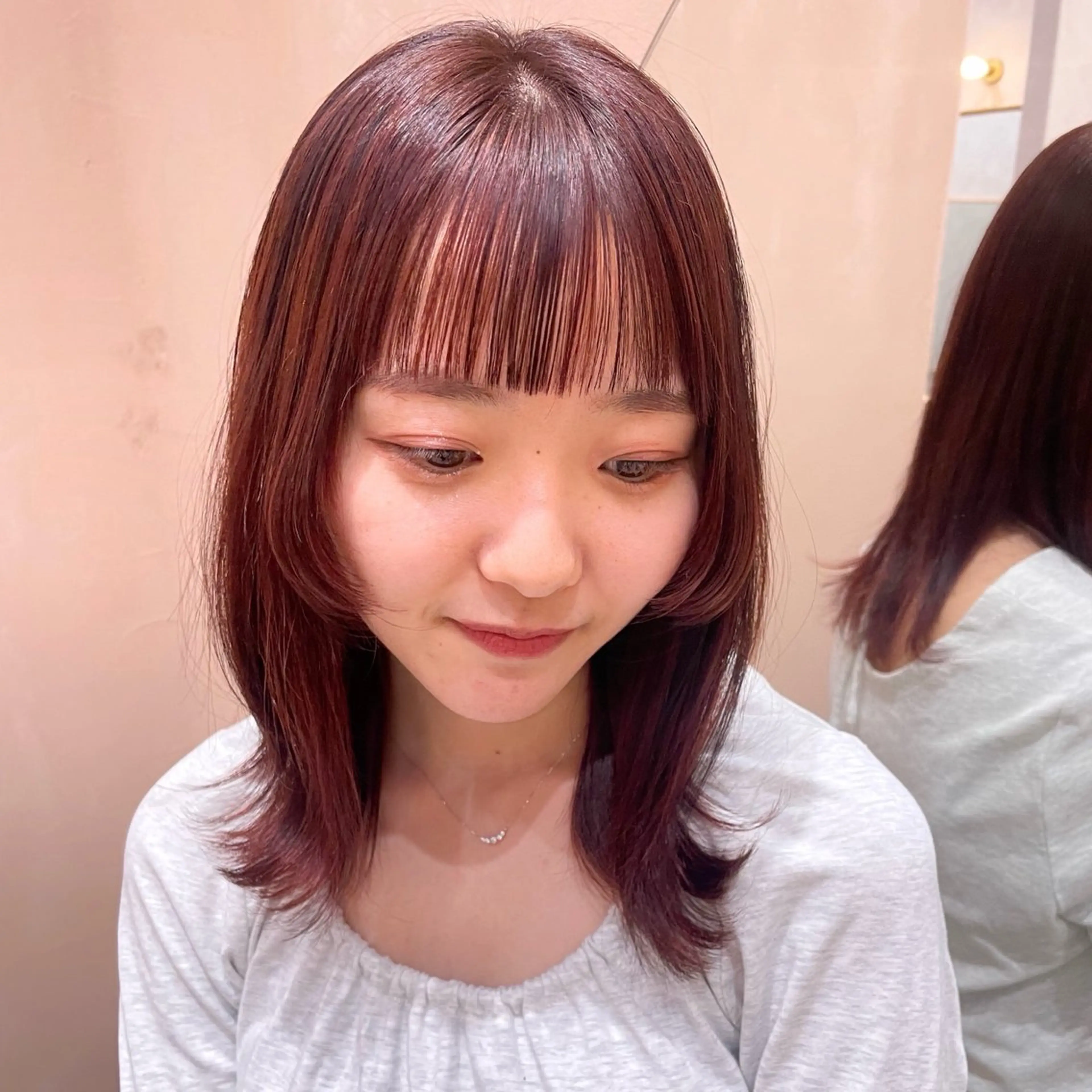 ミディアム カラー ブリーチ ブリーチなしカラー レイヤー/柔らか 透明感カラー/ゆきなのヘアスタイル