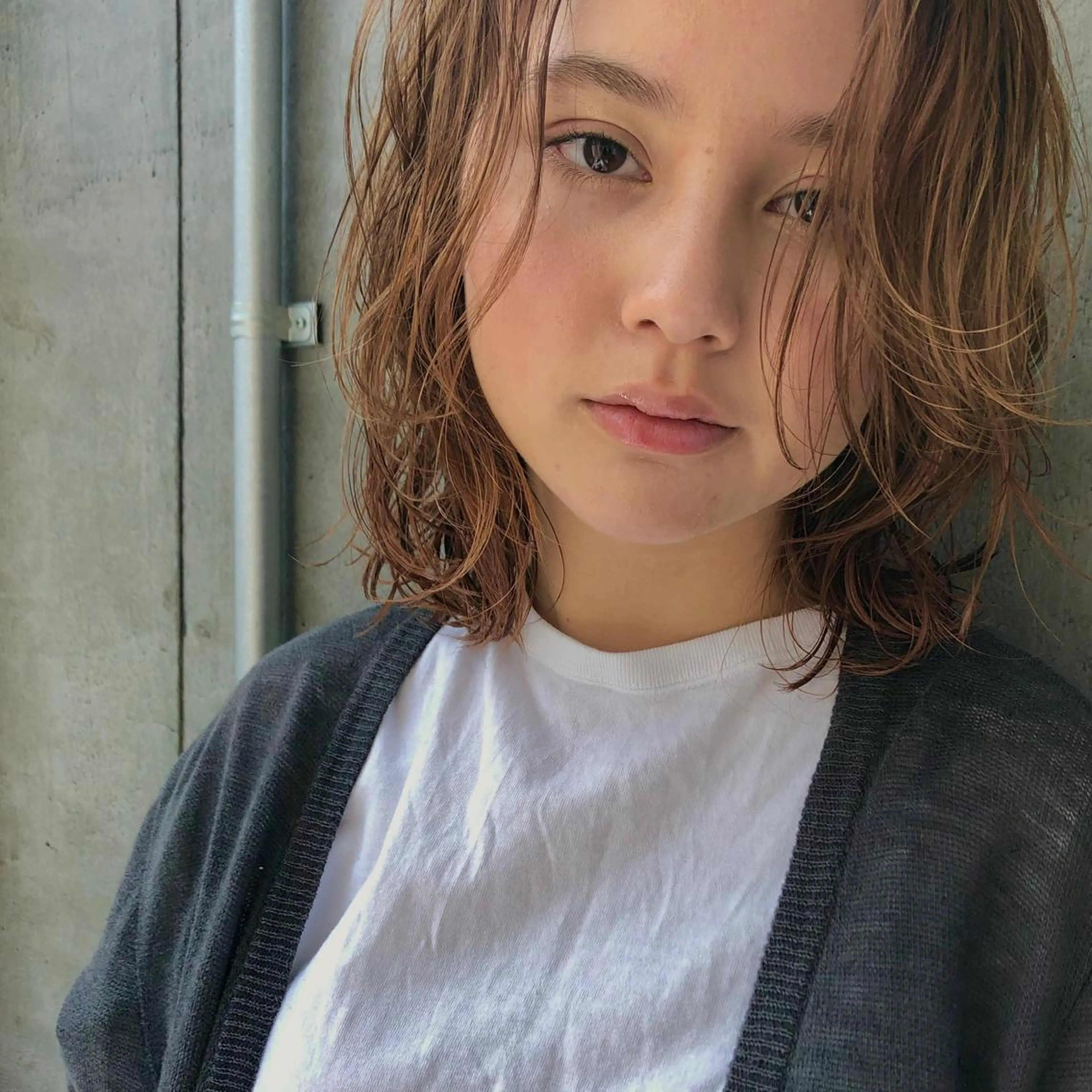 ミディアム カラー パーマ 【ダメージレス施術】 【透明感】北村 拓也のヘアスタイル