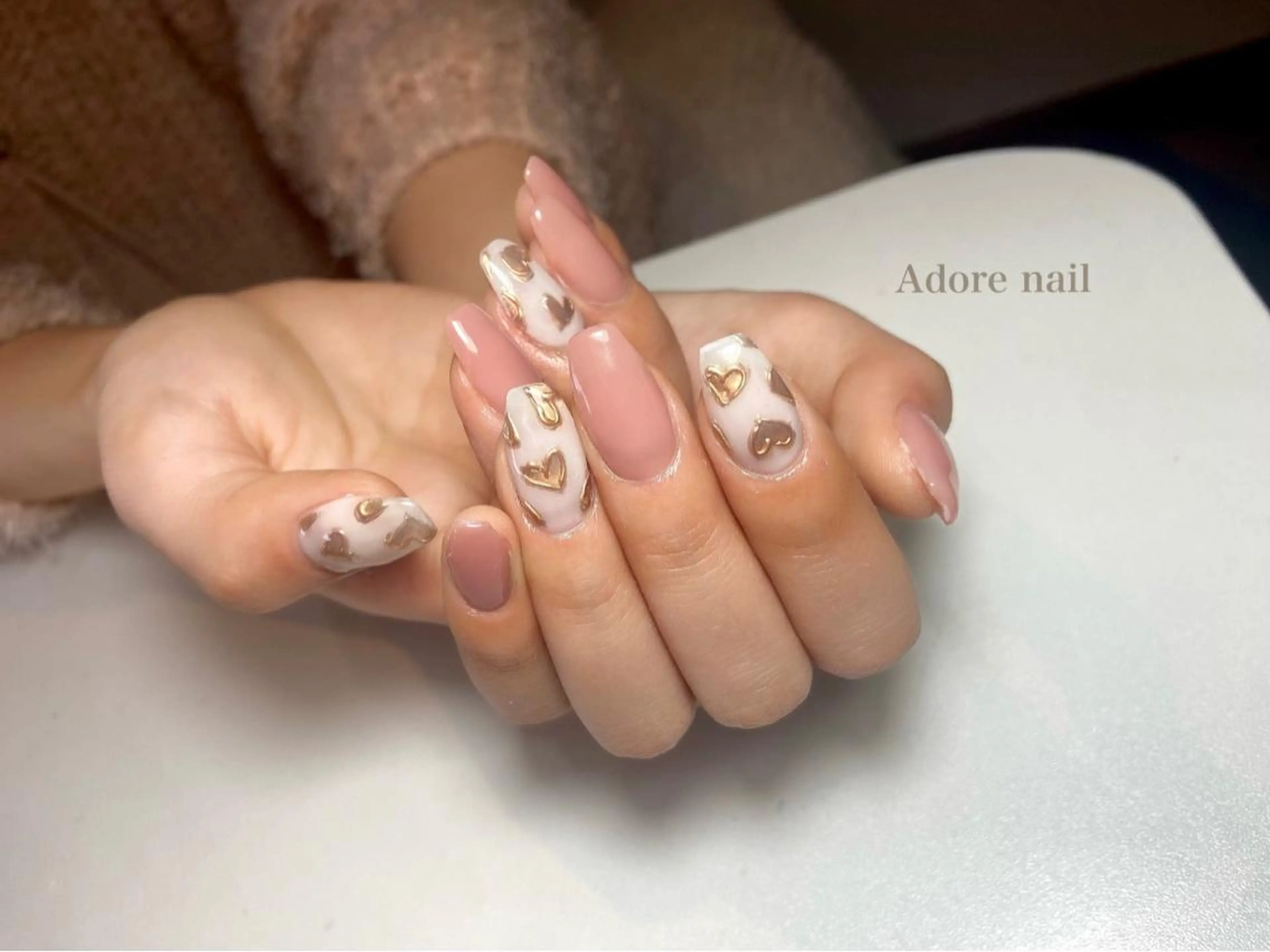 カラー パーマ ネイル マツエク・マツパ 入学式 クリアネイル 入学式 ハート マグネットネイル Adore nailのネイルデザイン