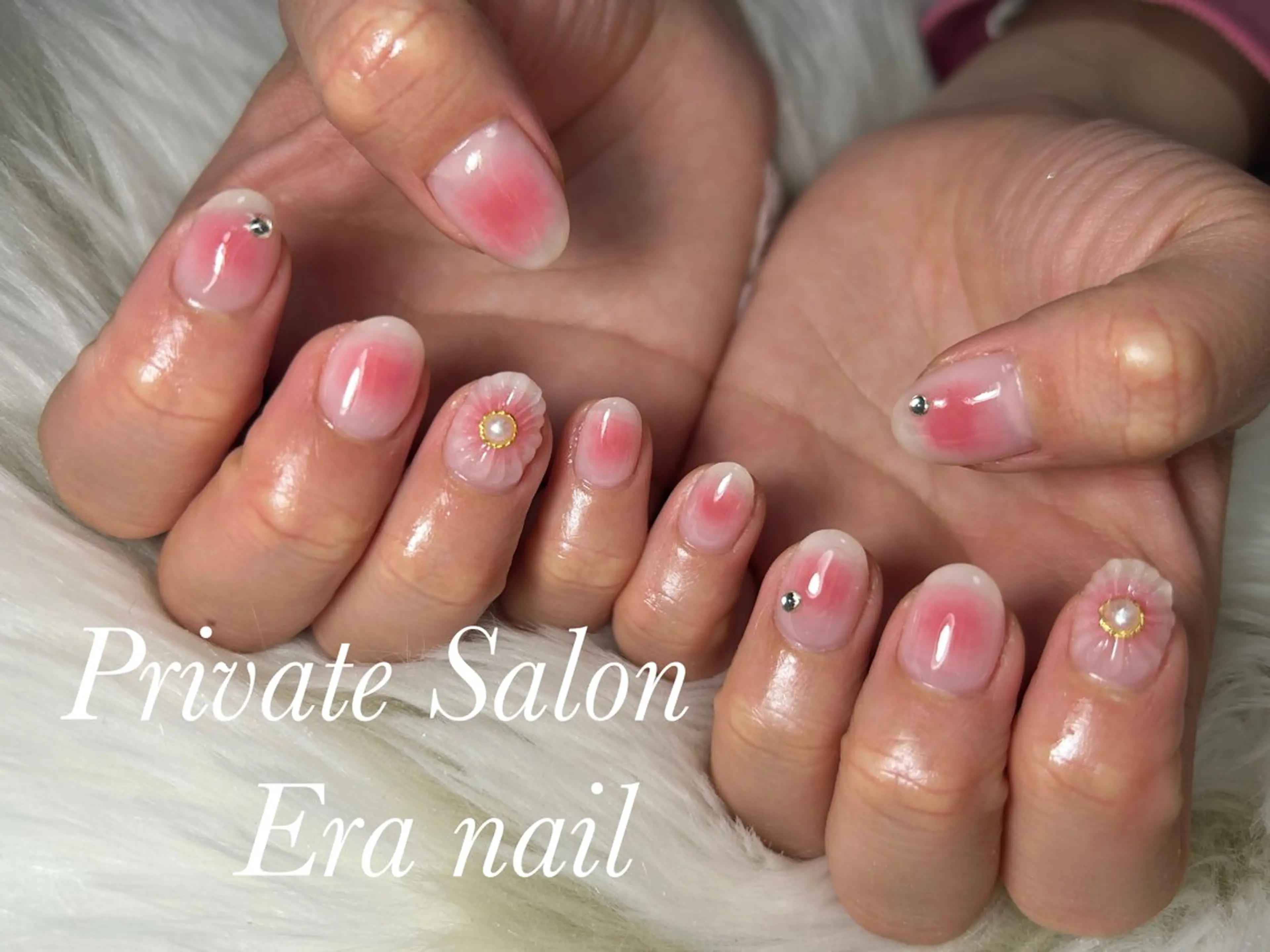 ネイル チークネイル フラワーネイル ハンドネイル Era nailのネイルデザイン