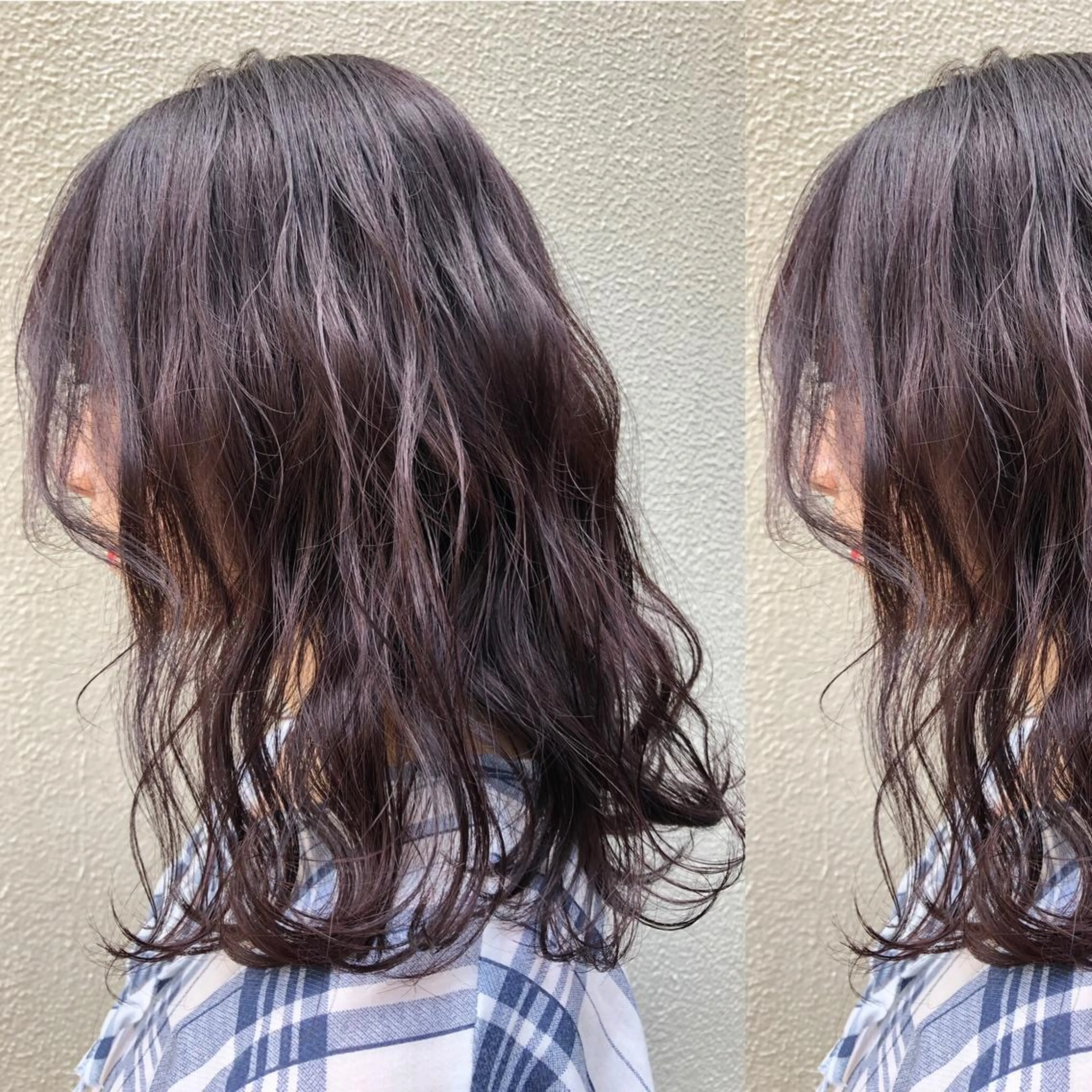 ミディアム カラー バイオレットカラー カット ヘアカラー トリートメント ツキノキ ミナのヘアスタイル