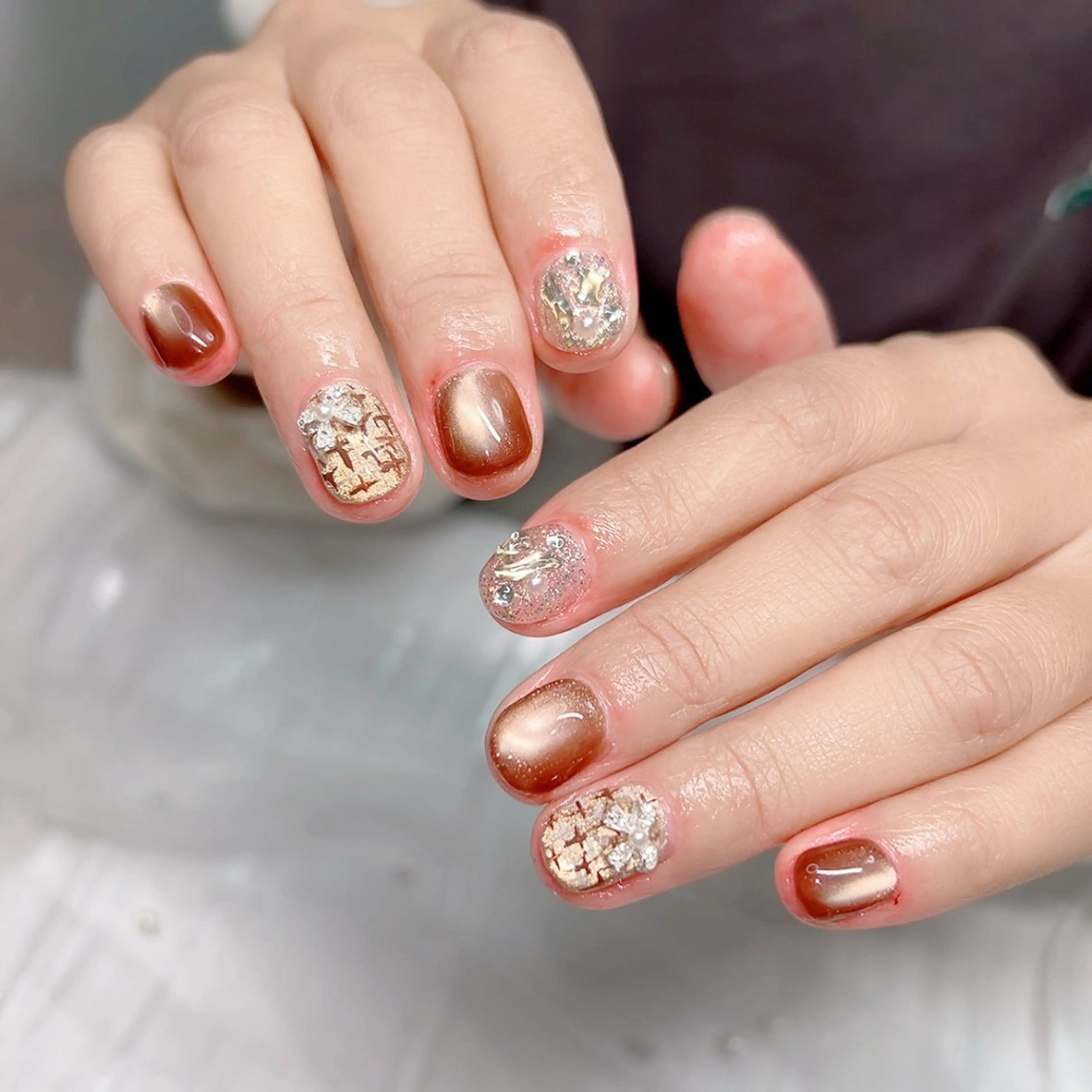 ネイル アートネイル フレンチネイル ジェルネイル グラデーション マグネットネイル Cute Tips nailのネイルデザイン